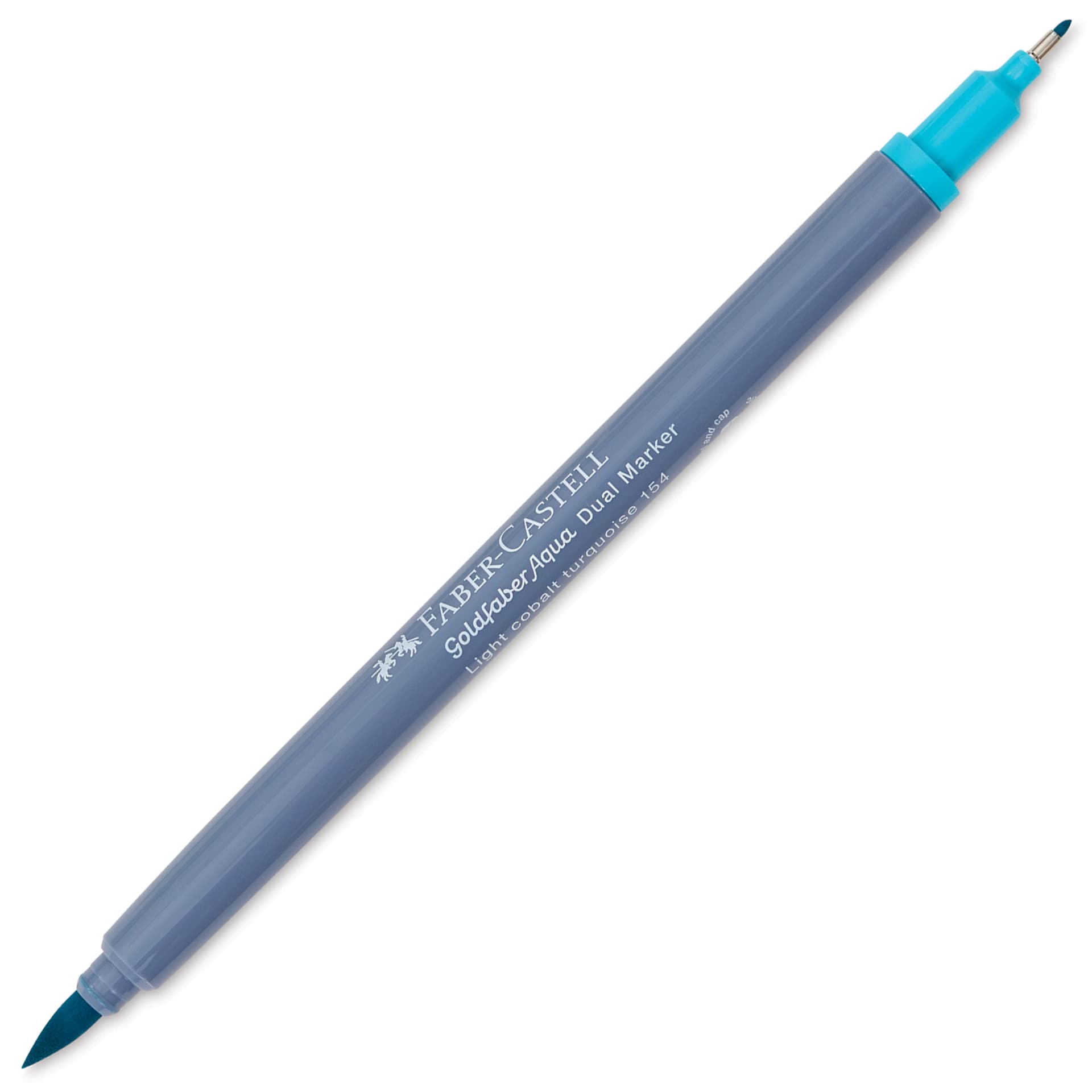 Faber-Castell Goldfaber Aqua Dual Marker - 154 Light Cobalt Turquoise (marker with caps removed)