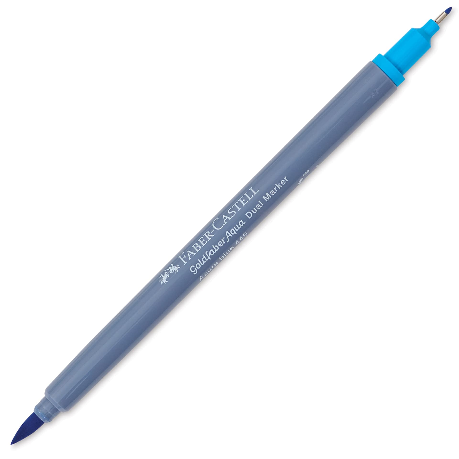 Faber-Castell Goldfaber Aqua Dual Marker - 449 Azure Blue (marker with caps removed)