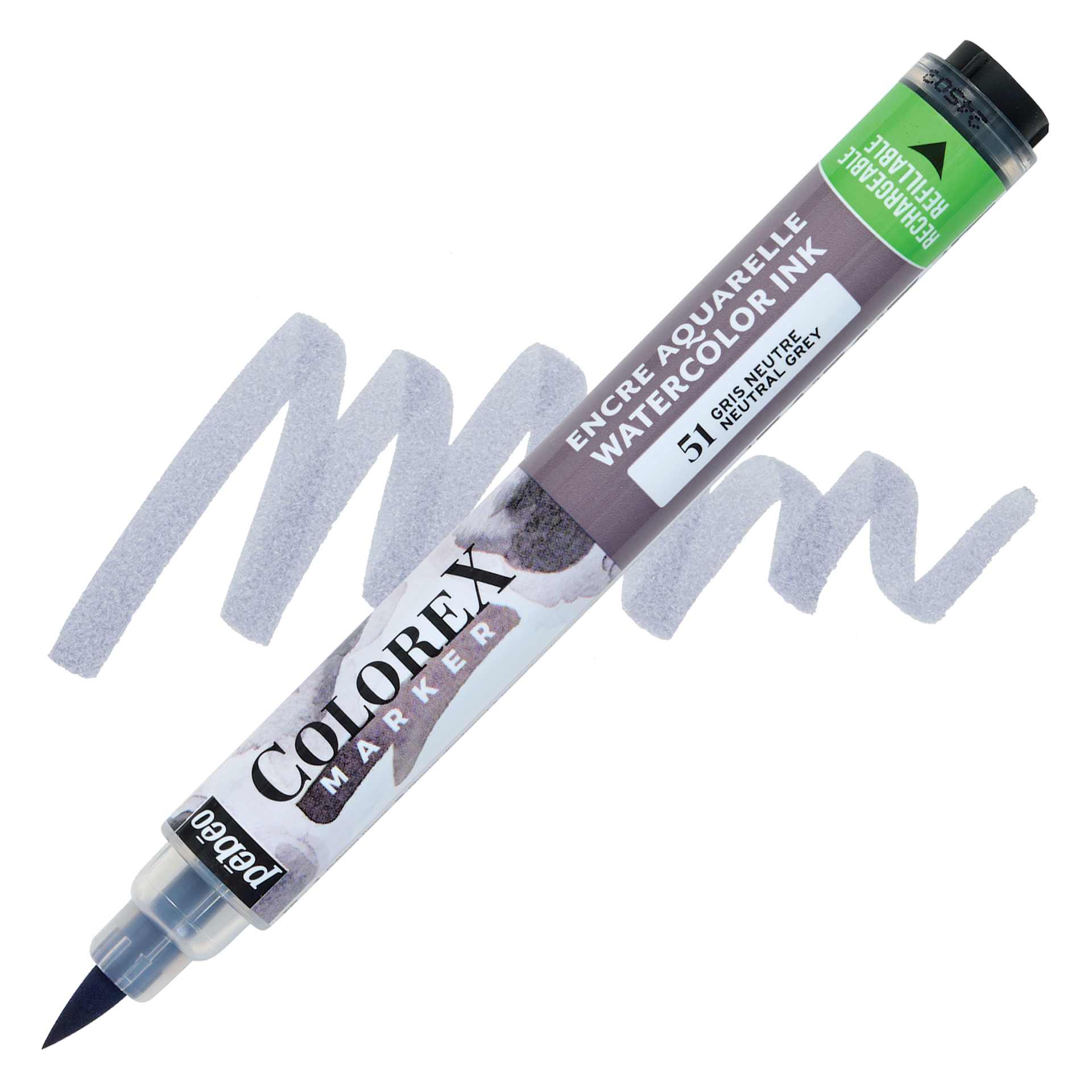 Pebeo Colorex Refillable Marker - Neutral Grey marker and swatch