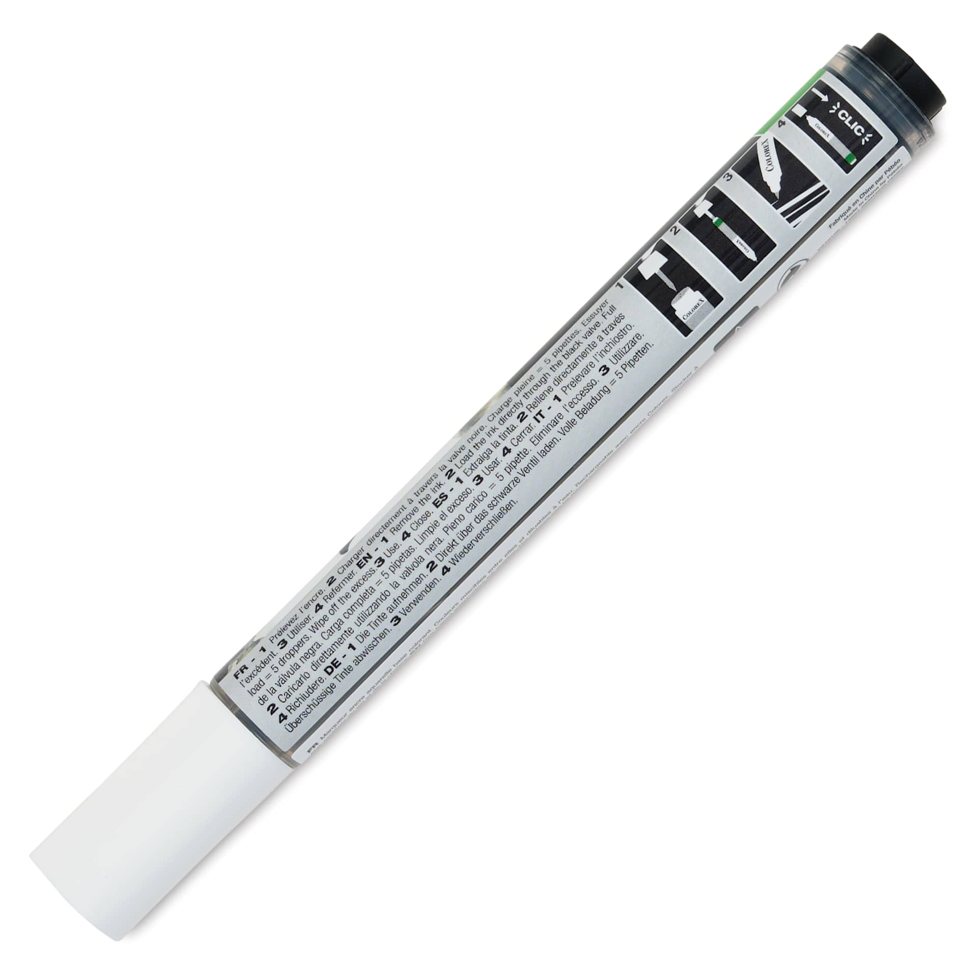 Pebeo Colorex Refillable Marker - Trichromatic Black, back of marker with cap on