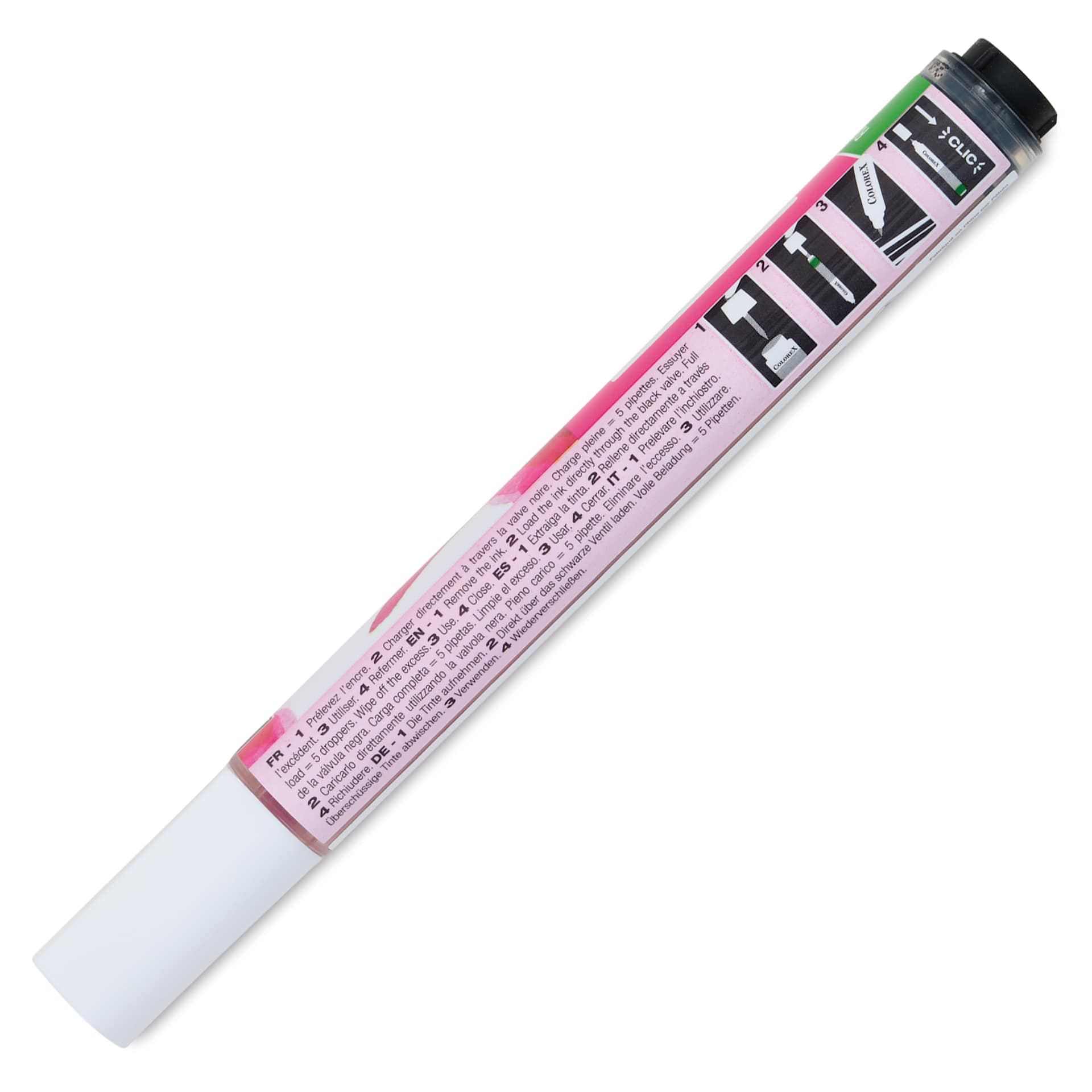 Pebeo Colorex Refillable Marker - Magenta, back of marker with cap on