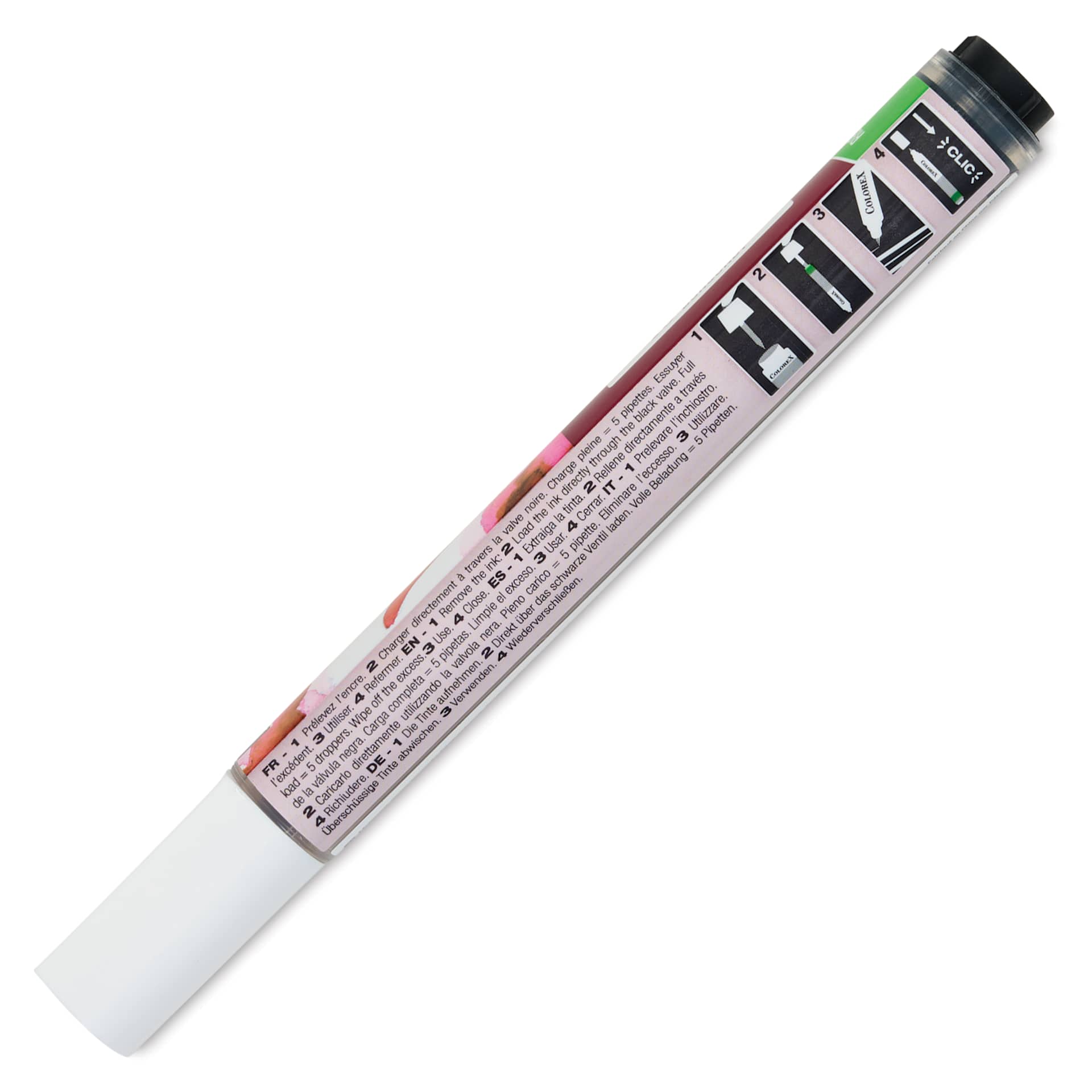 Pebeo Colorex Refillable Marker - Burgundy, back of marker with cap on