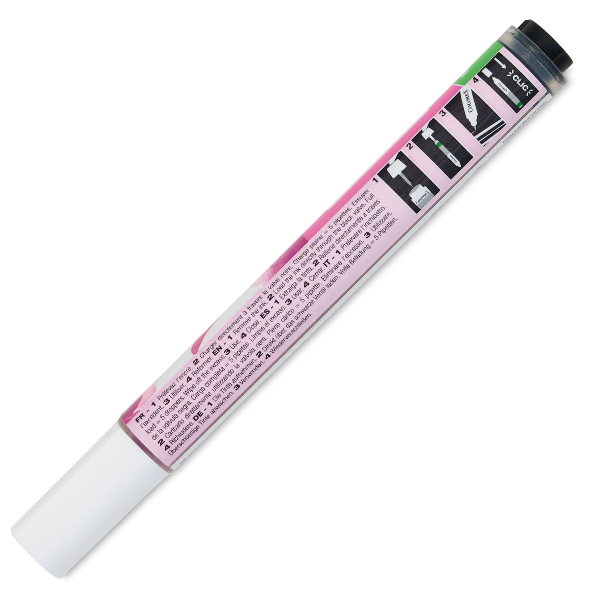 Pebeo Colorex Refillable Marker - Bougainvillea, back of marker with cap on