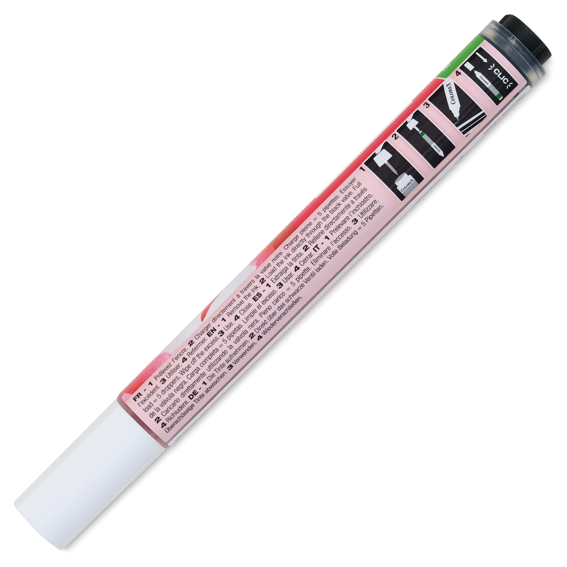 Pebeo Colorex Refillable Marker - Turkish Red, back of marker with cap on