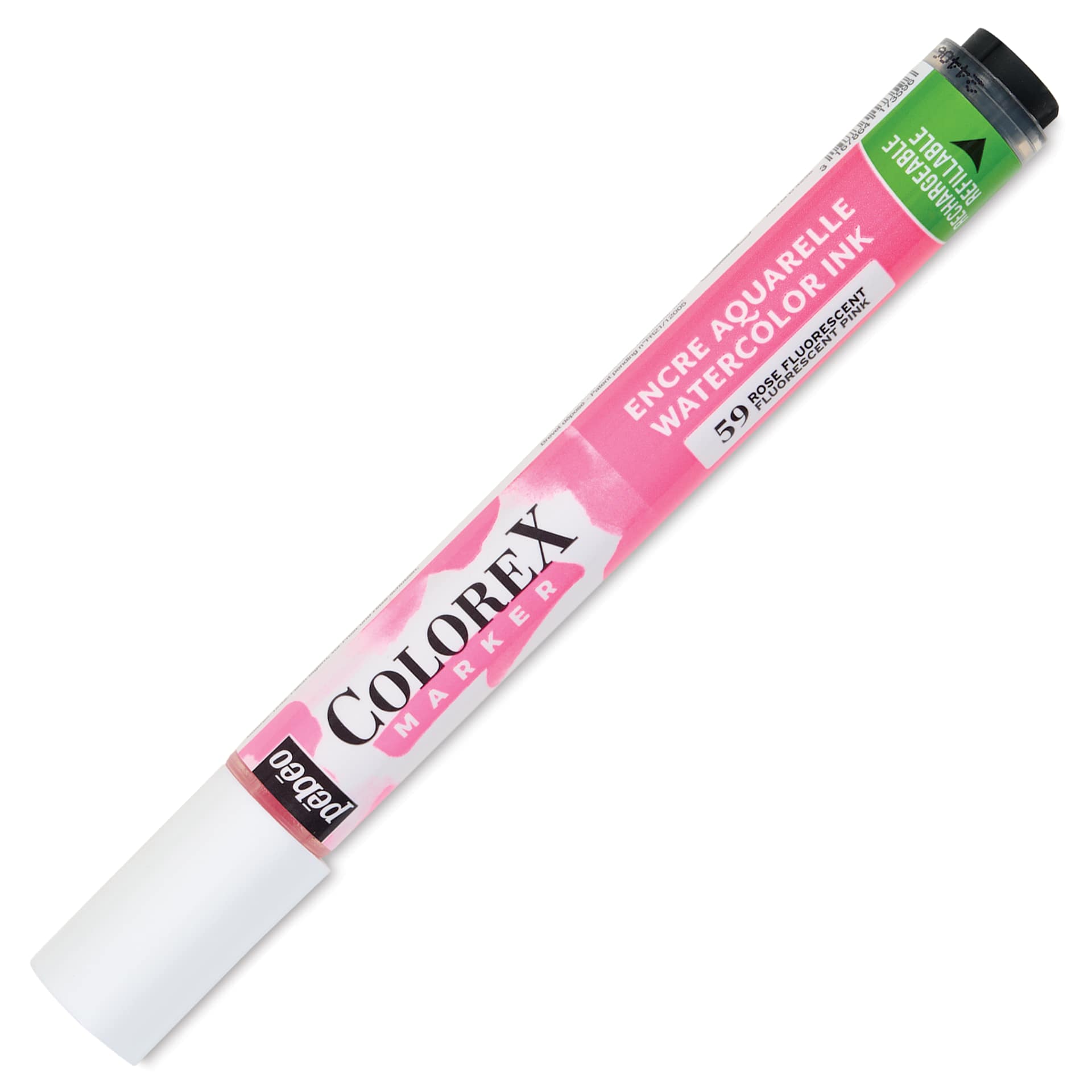 Pebeo Colorex Refillable Marker - Fluorescent Pink, cap on