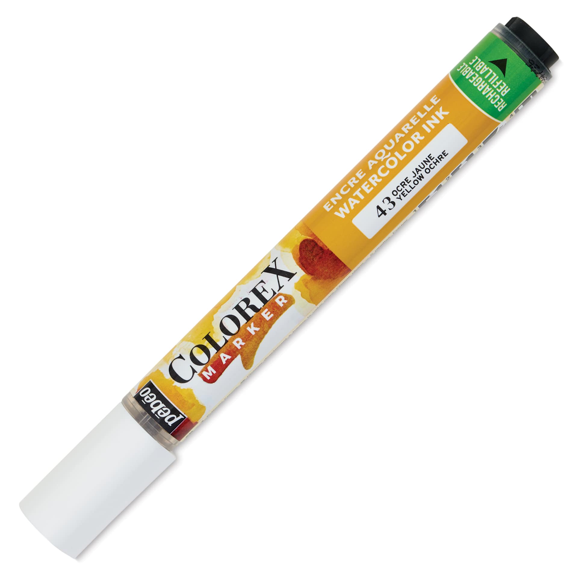 Pebeo Colorex Refillable Marker - Yellow Ochre, cap on