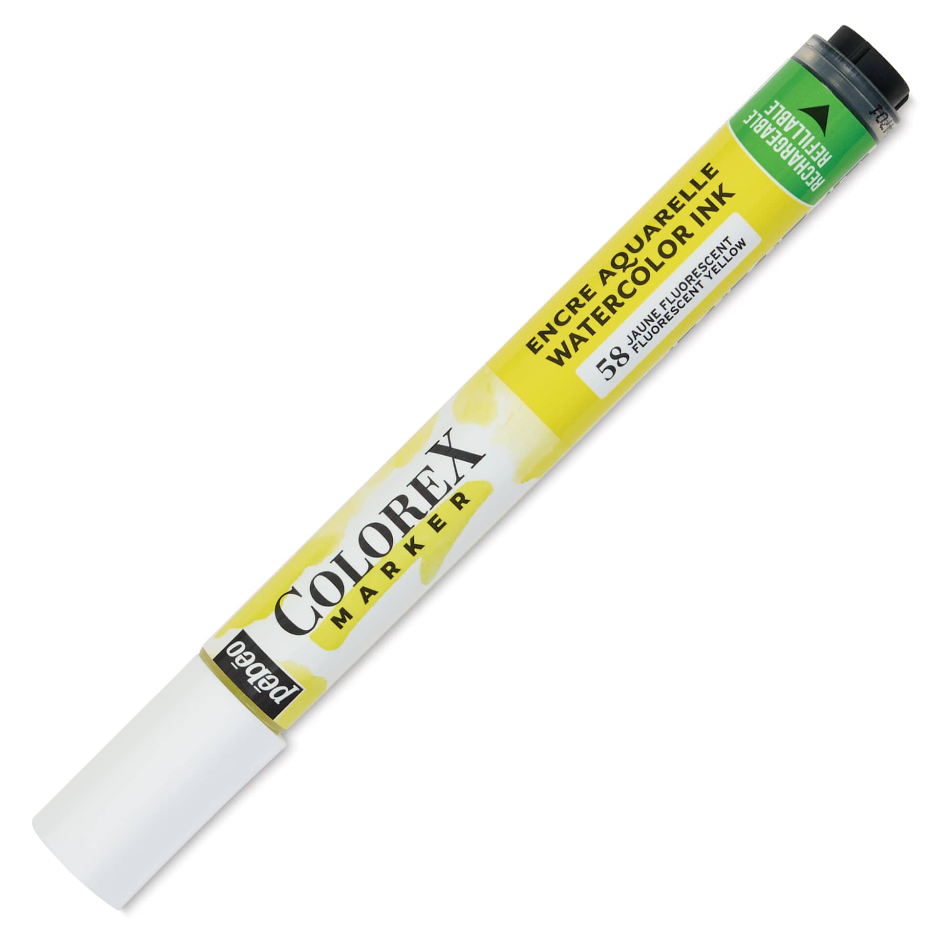Pebeo Colorex Refillable Marker - Fluorescent Yellow, cap on