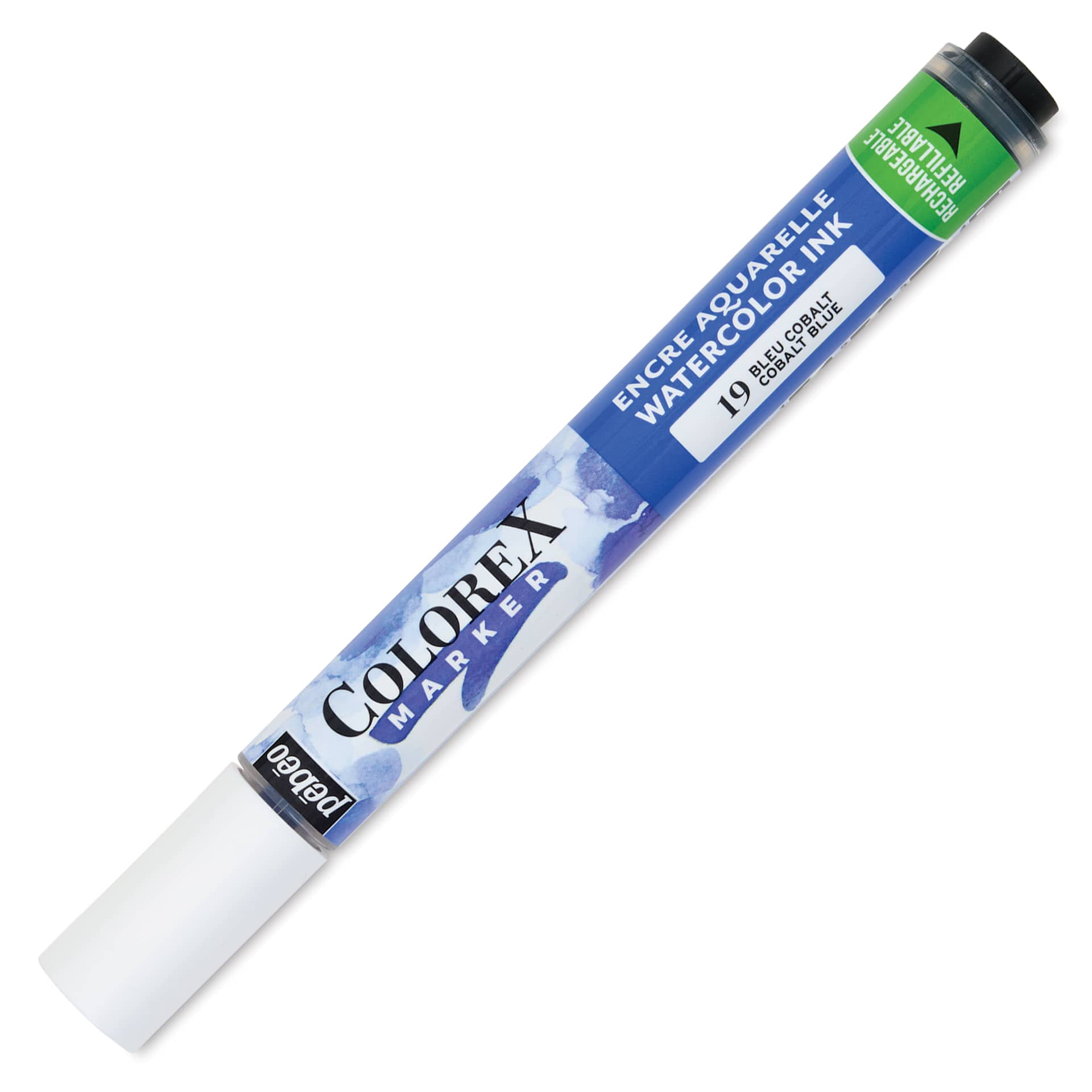Pebeo Colorex Refillable Marker - Cobalt Blue, cap on