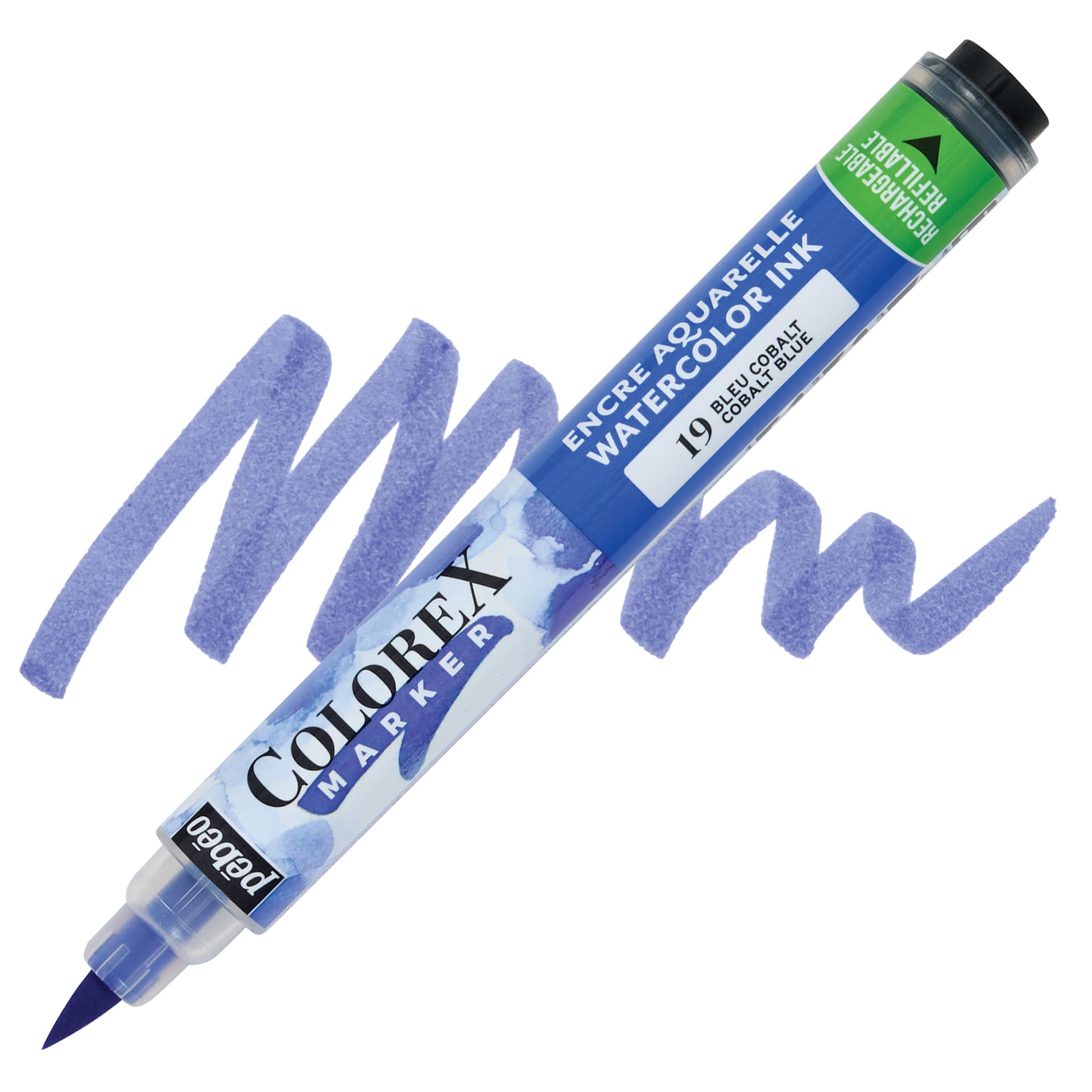 Pebeo Colorex Refillable Marker - Cobalt Blue marker and swatch
