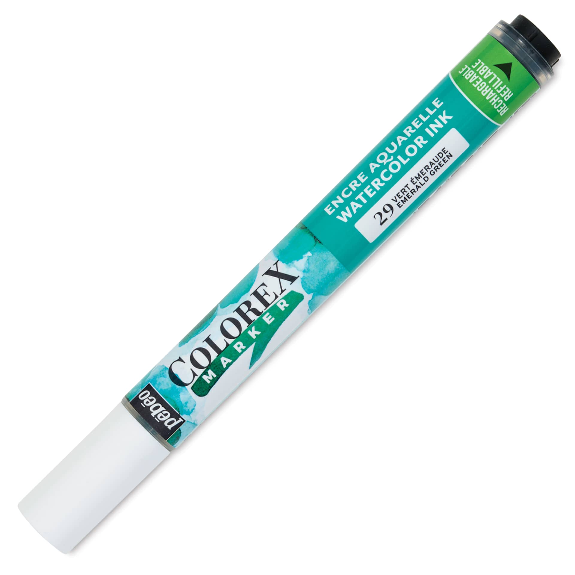 Pebeo Colorex Refillable Marker - Emerald Green, cap on