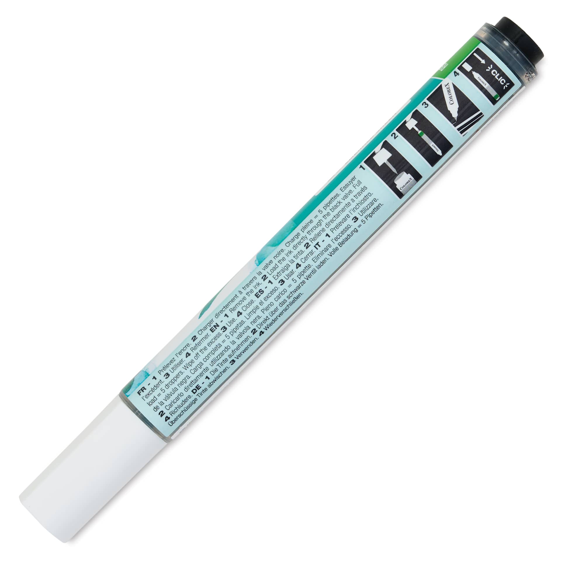 Pebeo Colorex Refillable Marker - Emerald Green, back of marker with cap on