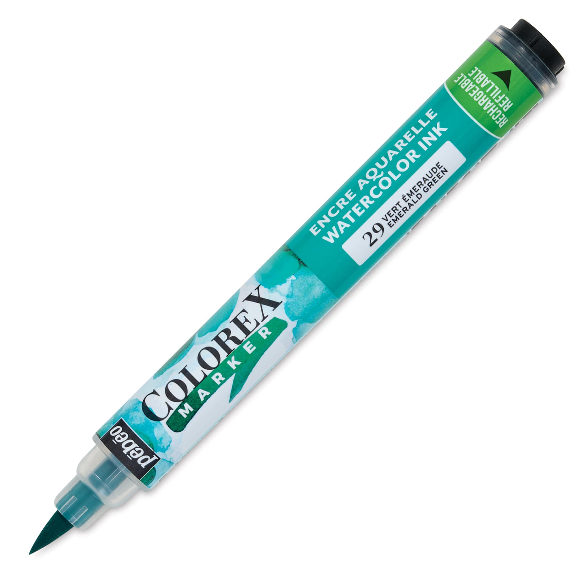 Pebeo Colorex Refillable Marker - Emerald Green, cap off
