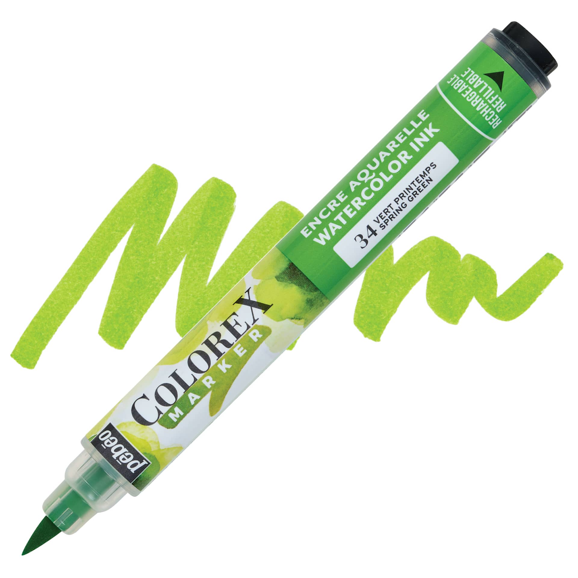 Pebeo Colorex Refillable Marker - Spring Green marker and swatch