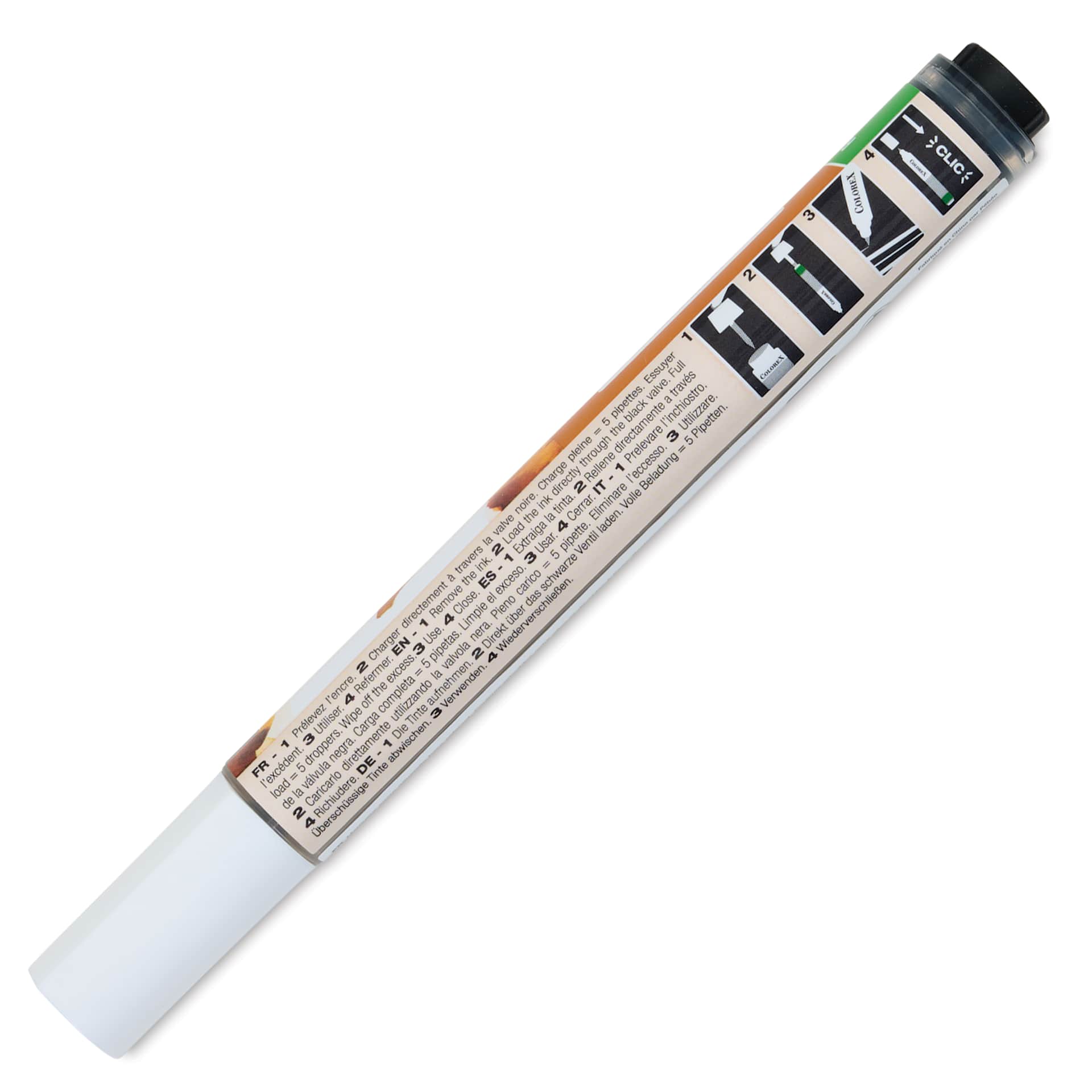Pebeo Colorex Refillable Marker - Raw Sienna, back of marker with cap on