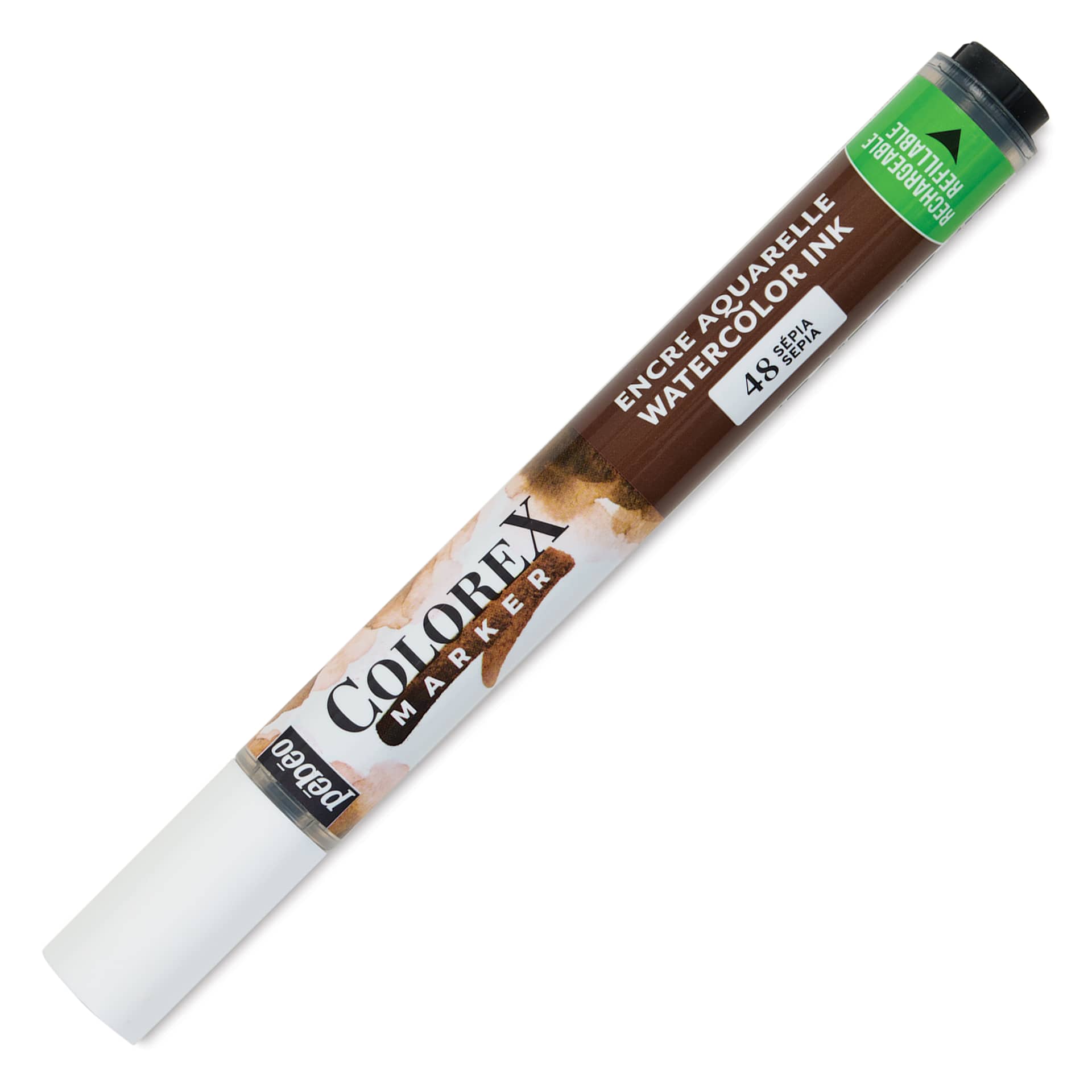 Pebeo Colorex Refillable Marker - Sepia, cap on