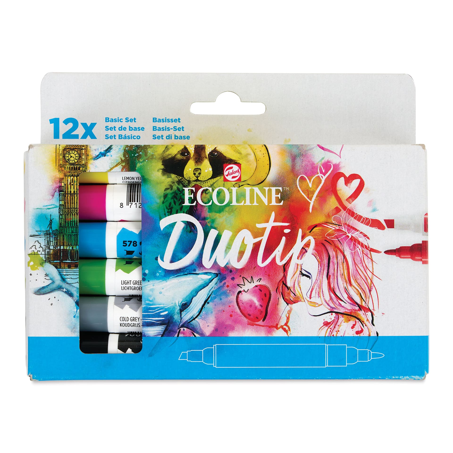 Royal Talens Ecoline DuoTip Markers - Basic, Set of 12 front of package