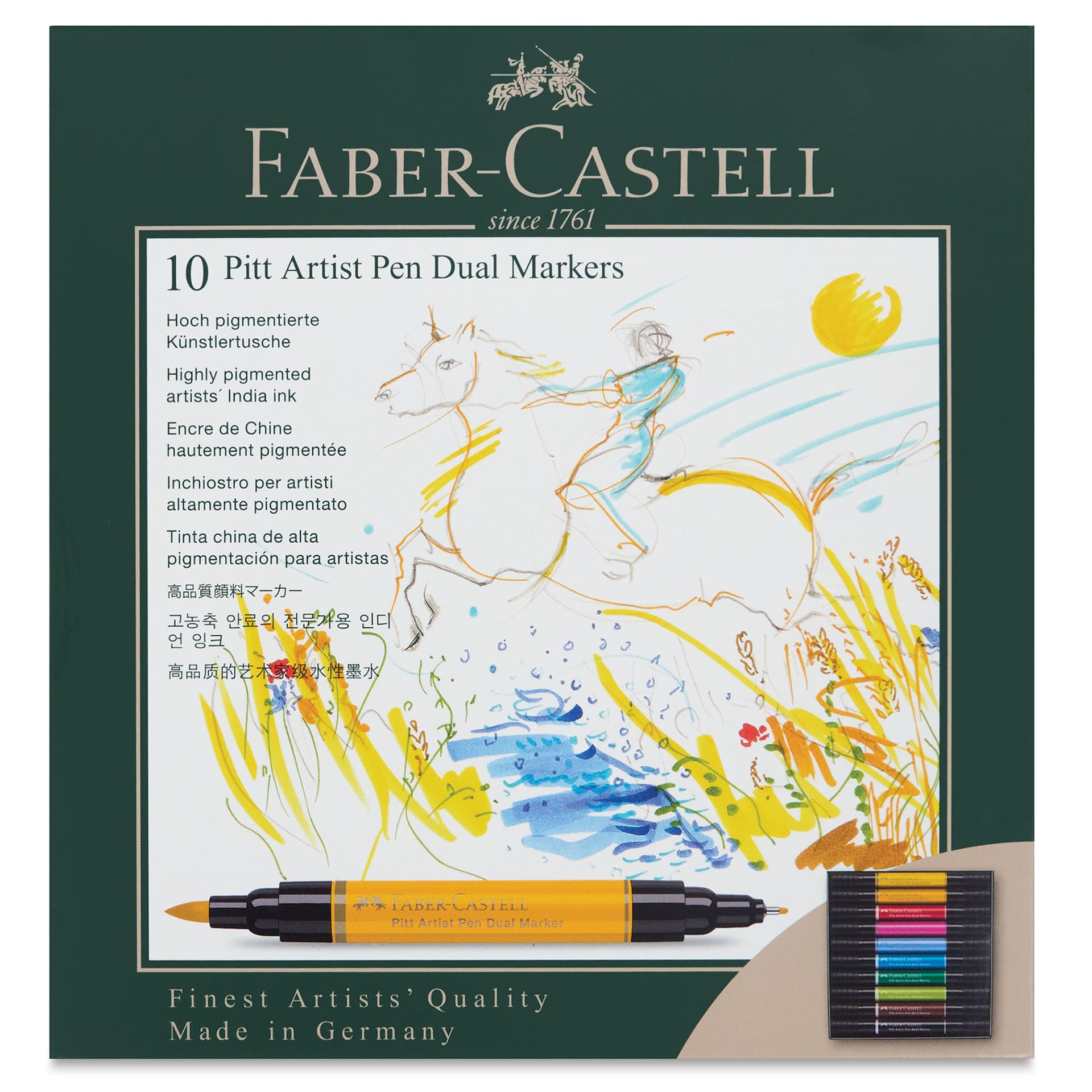 Faber-Castell Pitt Artist Pen Dual Tip Markers - Set of 10 front of package
