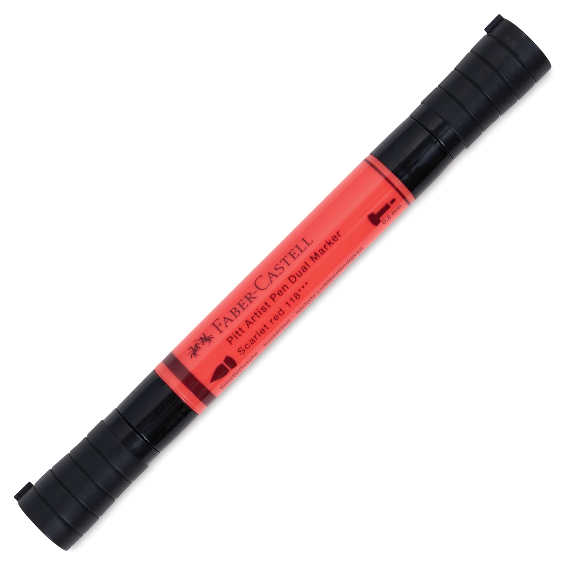 Faber-Castell Pitt Artist Pen Dual Tip Marker - Scarlet Red 118 front of marker