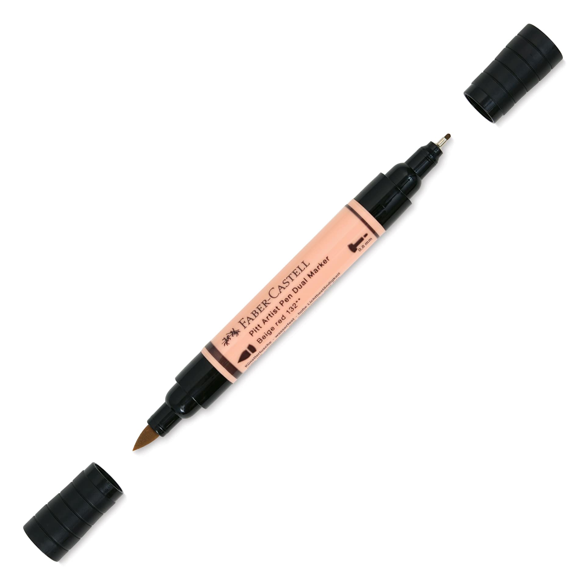 Faber-Castell Pitt Artist Pen Dual Tip Marker - Beige Red 132 with caps removed