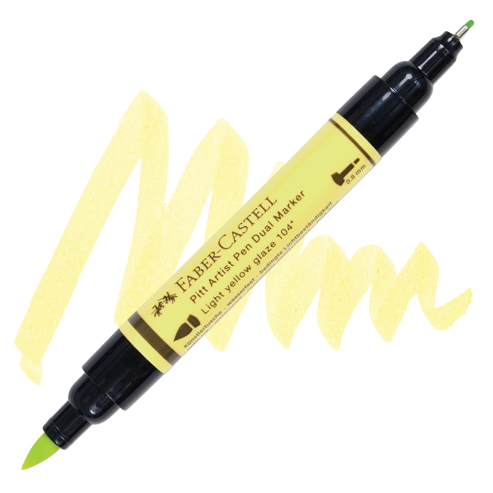 Faber-Castell Pitt Artist Pen Dual Tip Marker - Light Yellow Glaze 104 marker and swatch