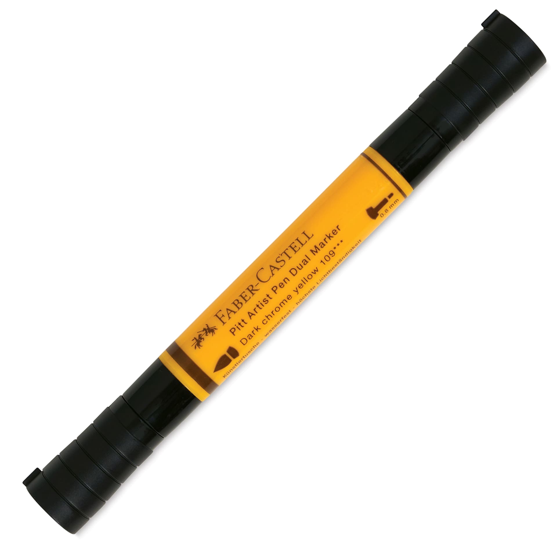 Faber-Castell Pitt Artist Pen Dual Tip Marker - Dark Chrome Yellow 109 front of marker