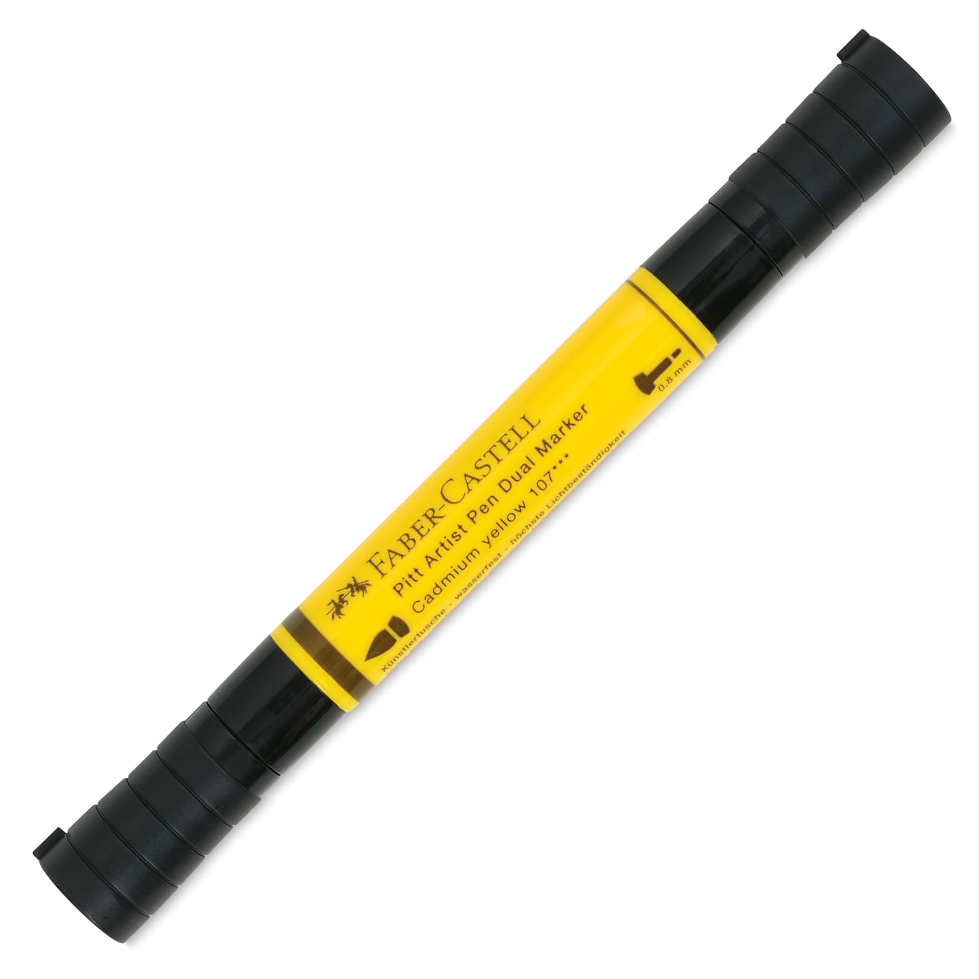 Faber-Castell Pitt Artist Pen Dual Tip Marker - Cadmium Yellow 107 front of marker