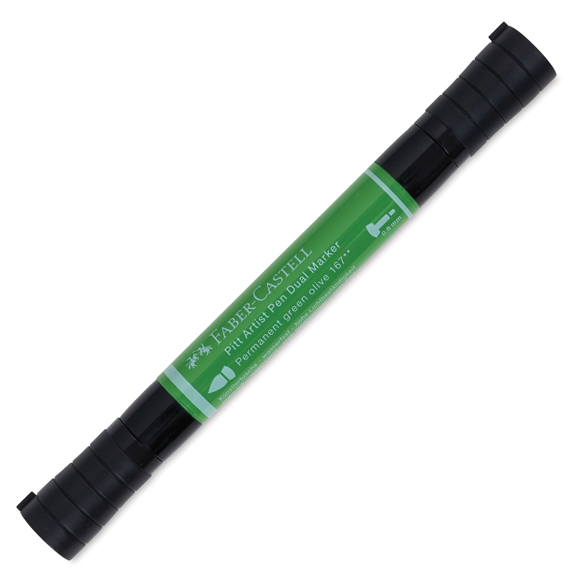 Faber-Castell Pitt Artist Pen Dual Tip Marker - Permanent Olive Green 167 front of marker
