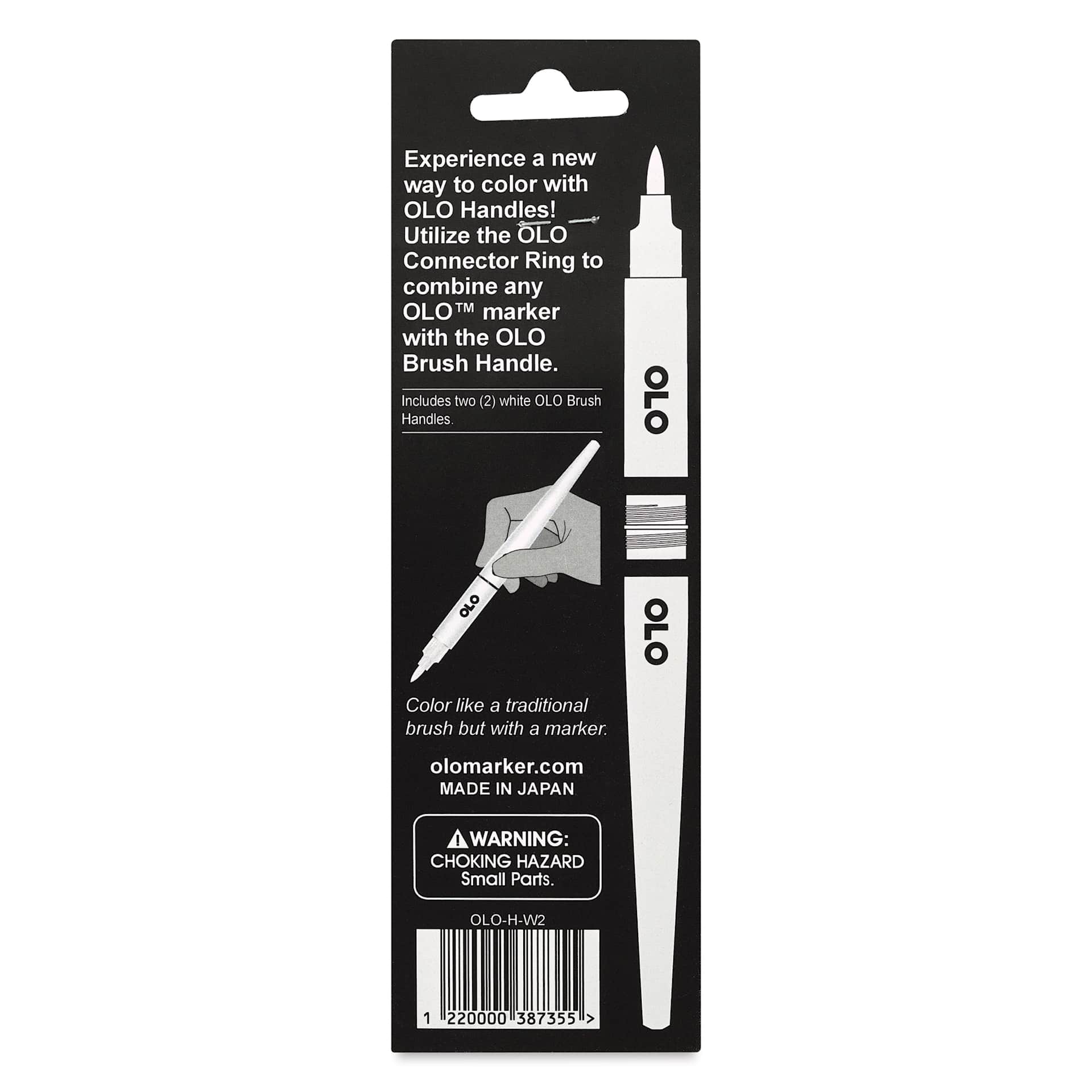 Olo Brush Handles - White, Pkg of 2 back of package