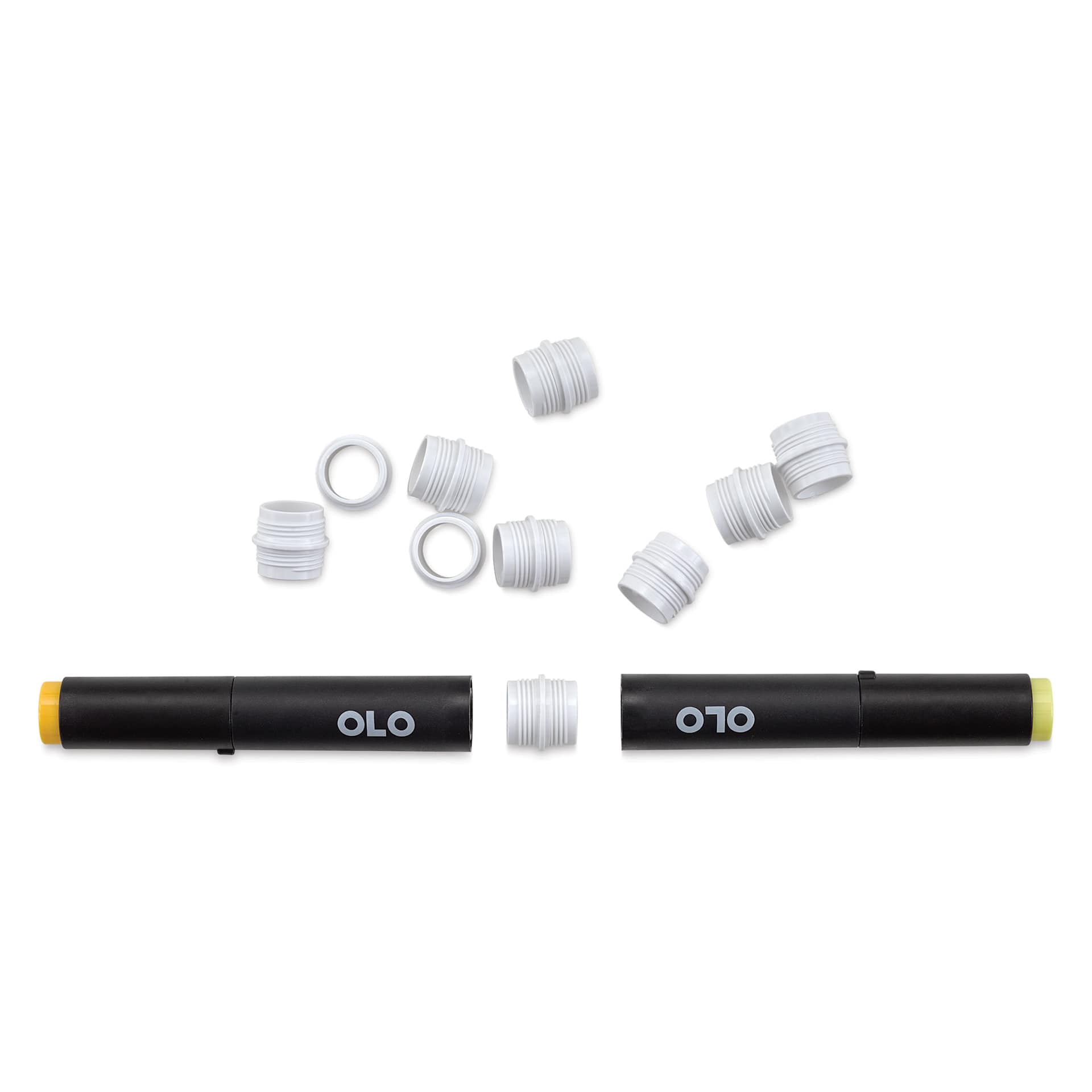 Olo White Connector Ring between to marker halves.