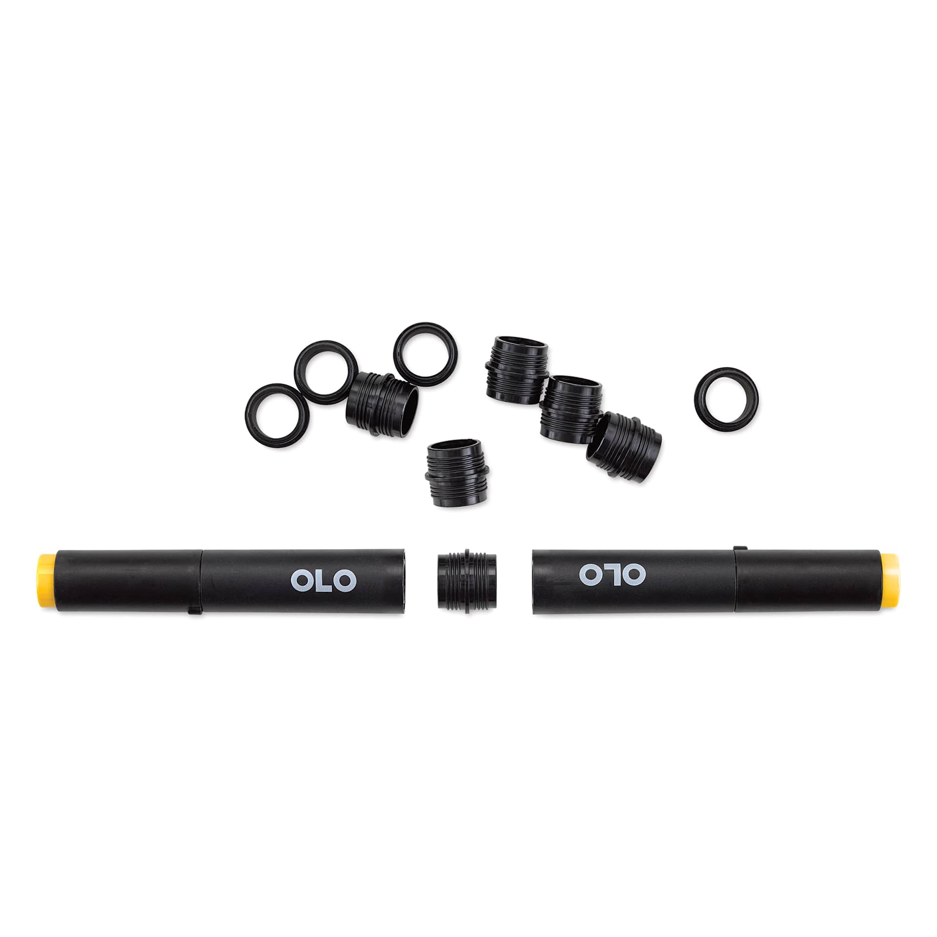Olo Black Connector Ring between two marker halves.