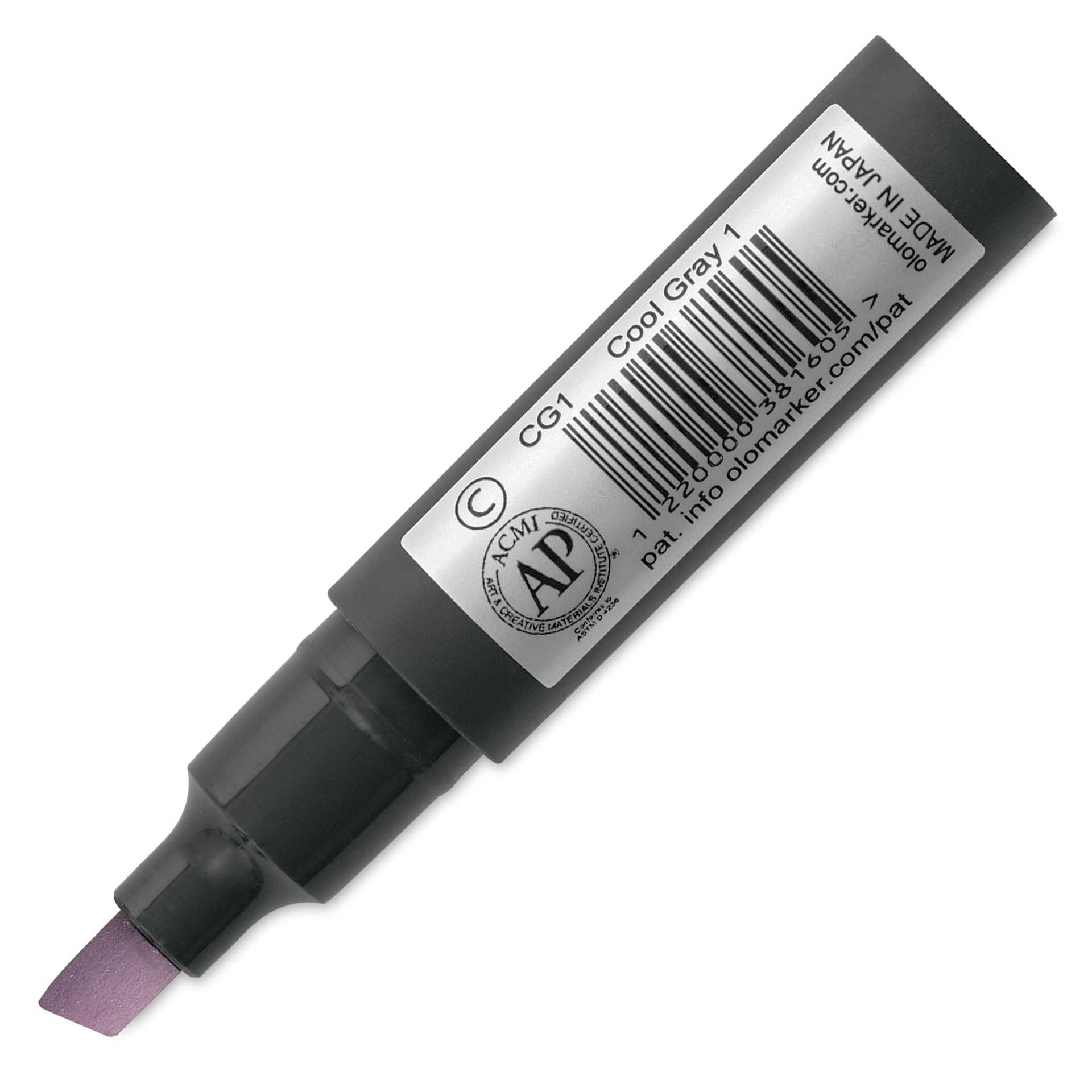 Olo Chisel-Tip Half Marker - CG1 Cool Gray 1 back of marker