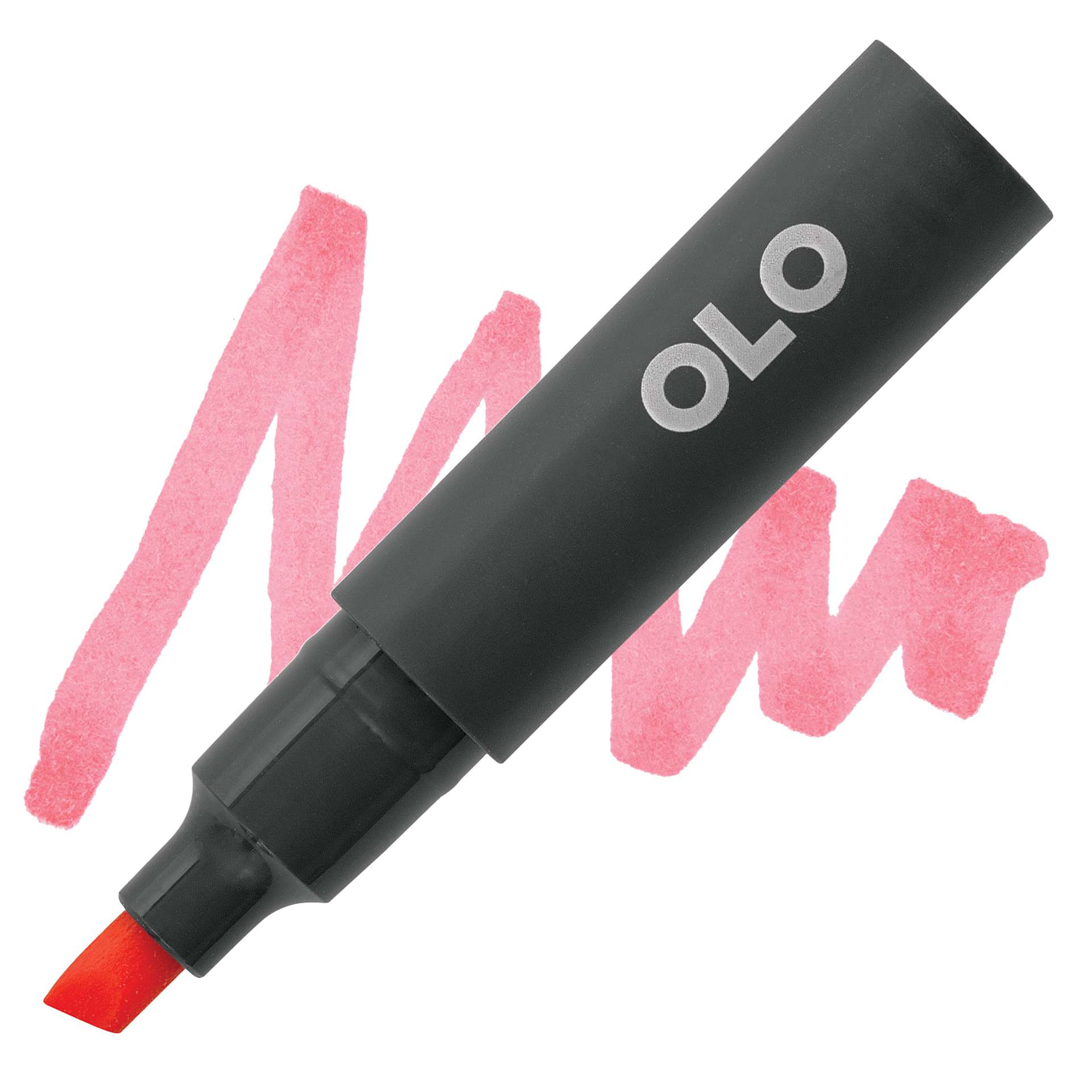Olo Chisel-Tip Half Marker - R0.3 Coral marker and swatch