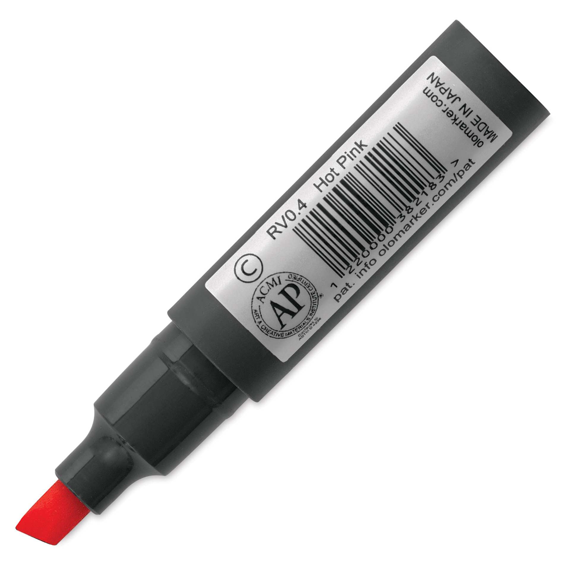 Olo Chisel-Tip Half Marker - RV0.4 Hot Pink back of marker