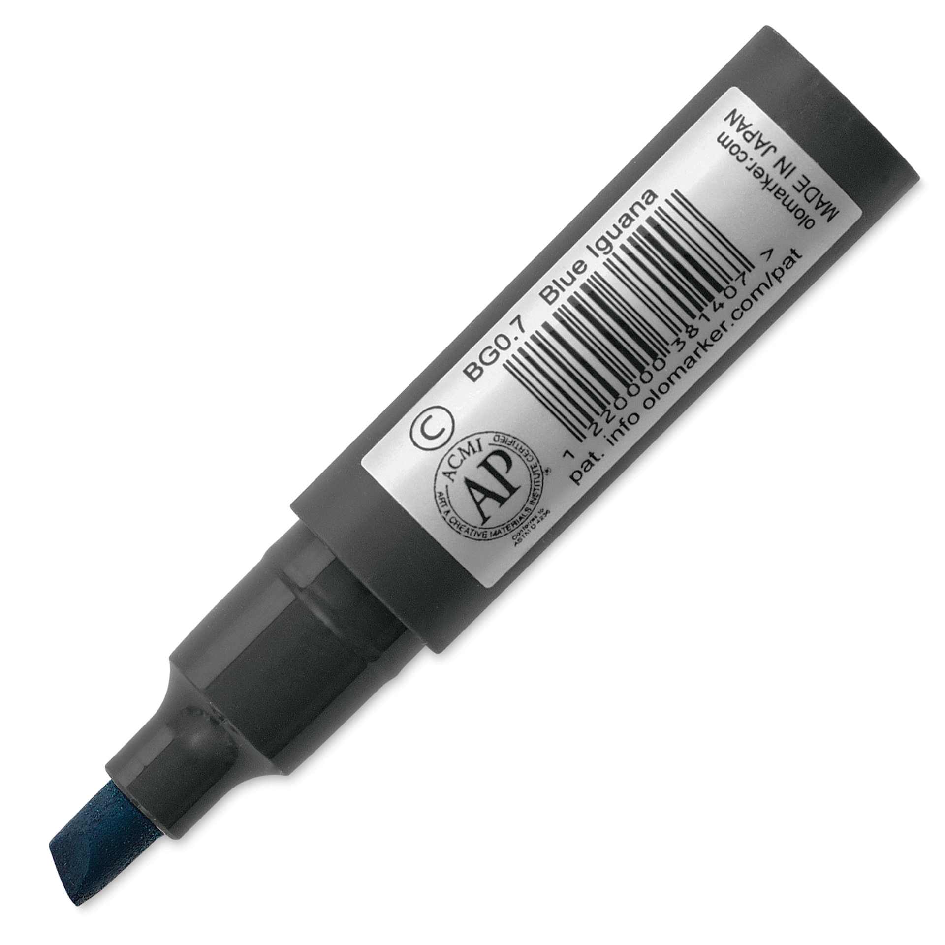 Olo Chisel-Tip Half Marker- BG0.7 Blue Iguana back of marker