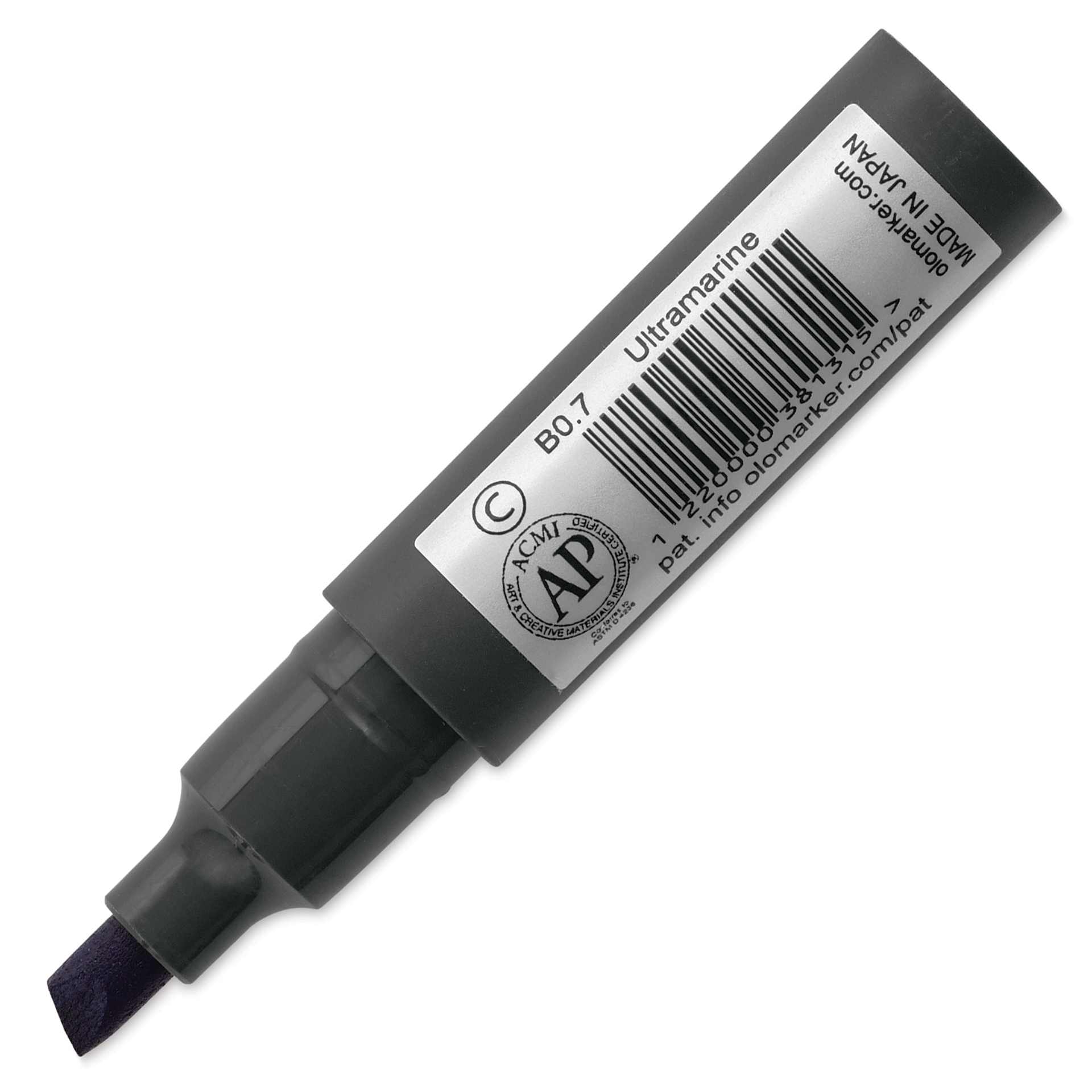 Olo Chisel Tip Half-Marker - B0.7 Ultramarine - back of marker