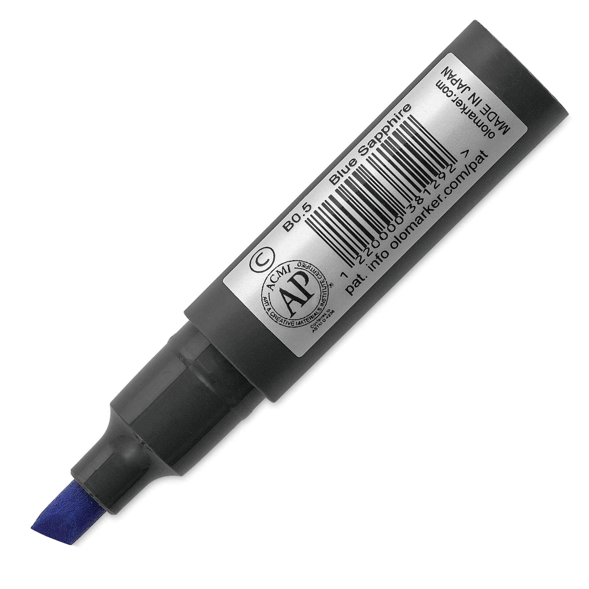 Olo Chisel-Tip Half Marker - B0.5 Blue Sapphire back of marker