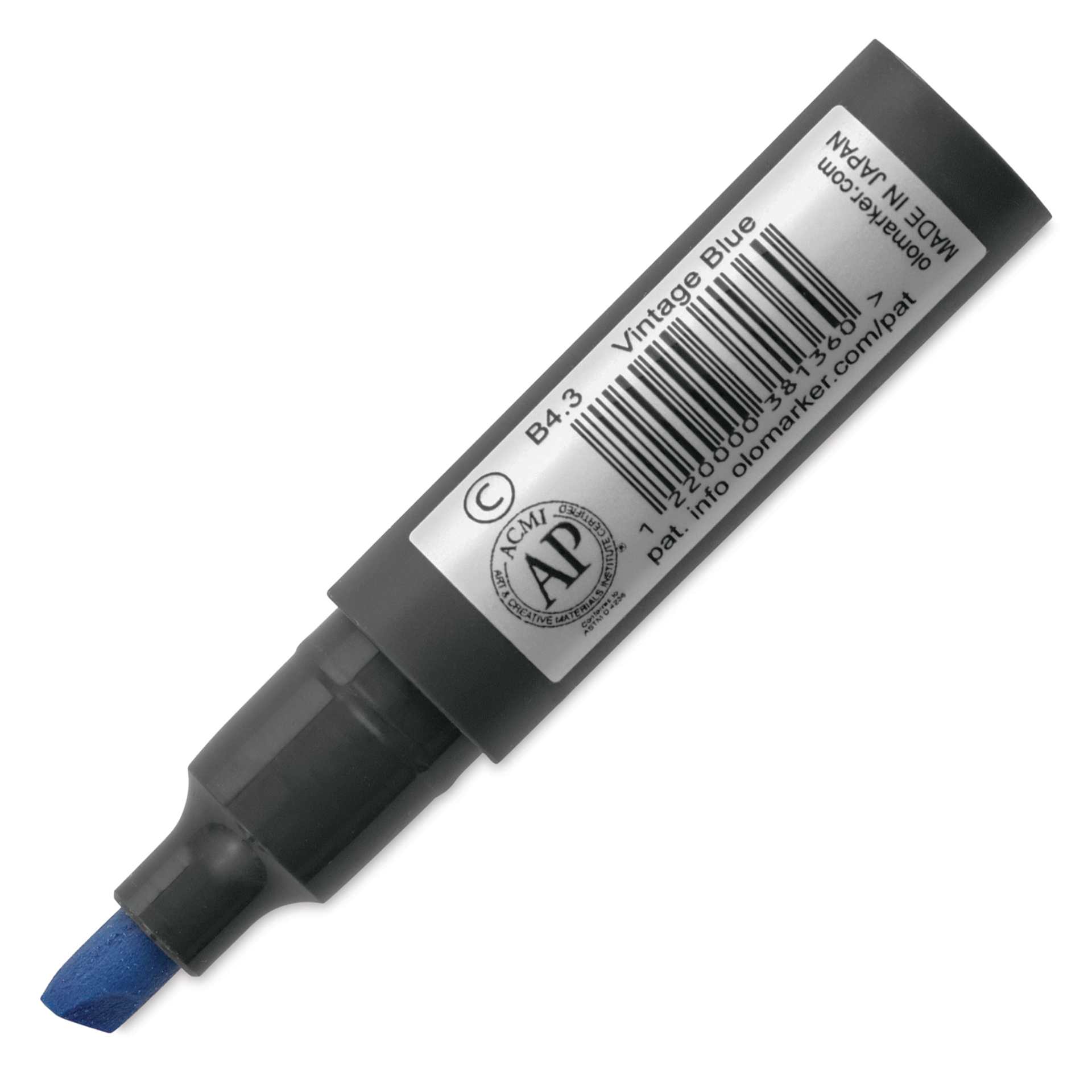Olo Chisel Tip Half-Marker - B4.3 Vintage Blue - back of marker