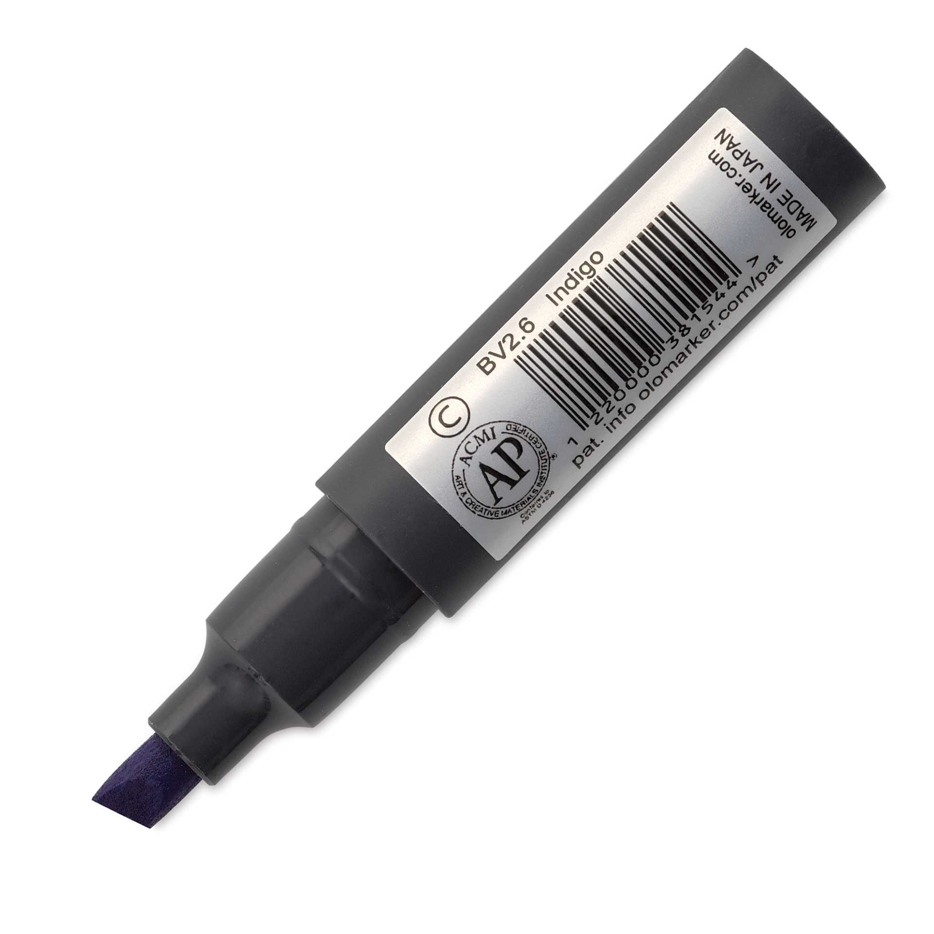 Olo Chisel-Tip Half Marker - BV2.6 Indigo back of marker