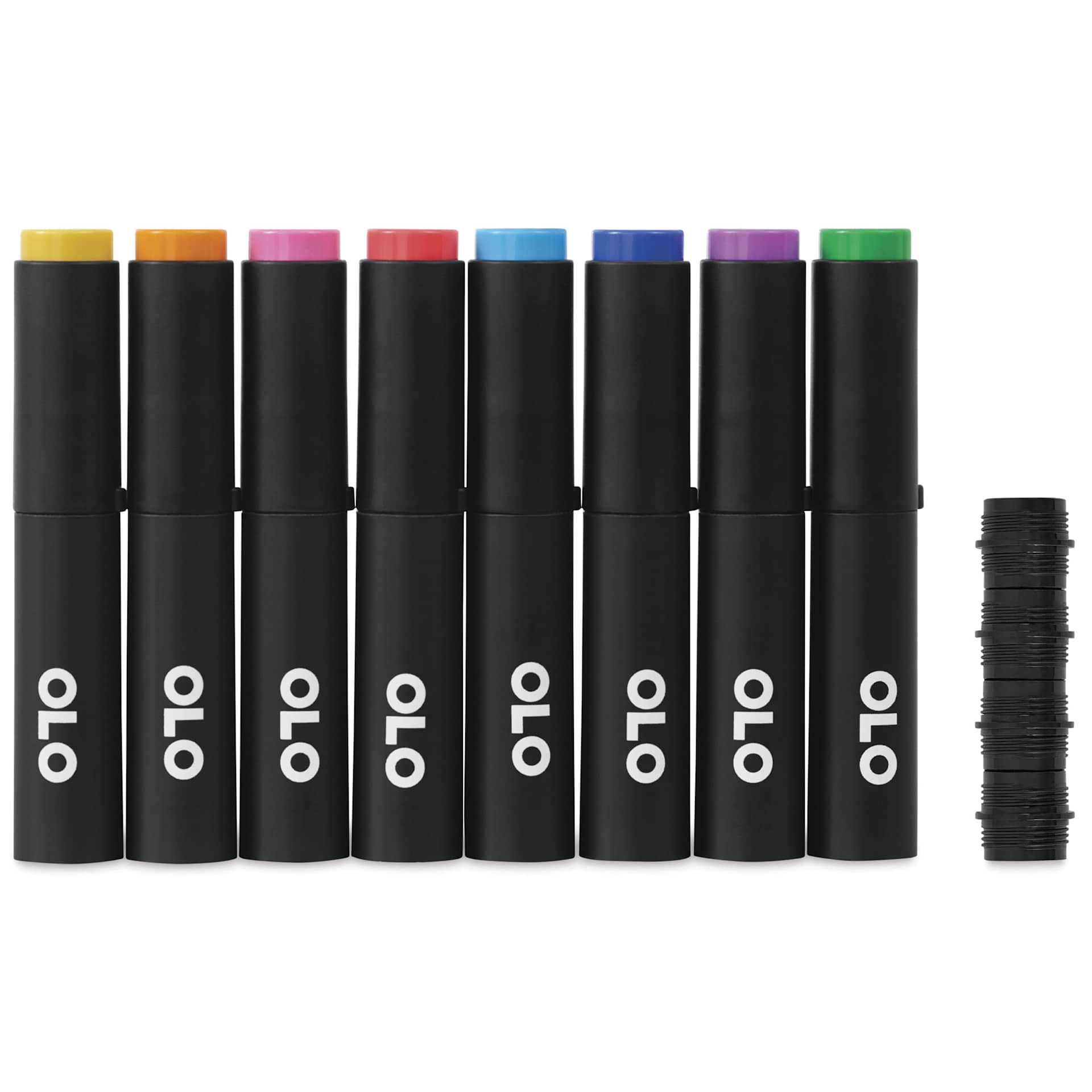 Olo Brush Dual-Tip Markers - Set of 8, Basic, caps on