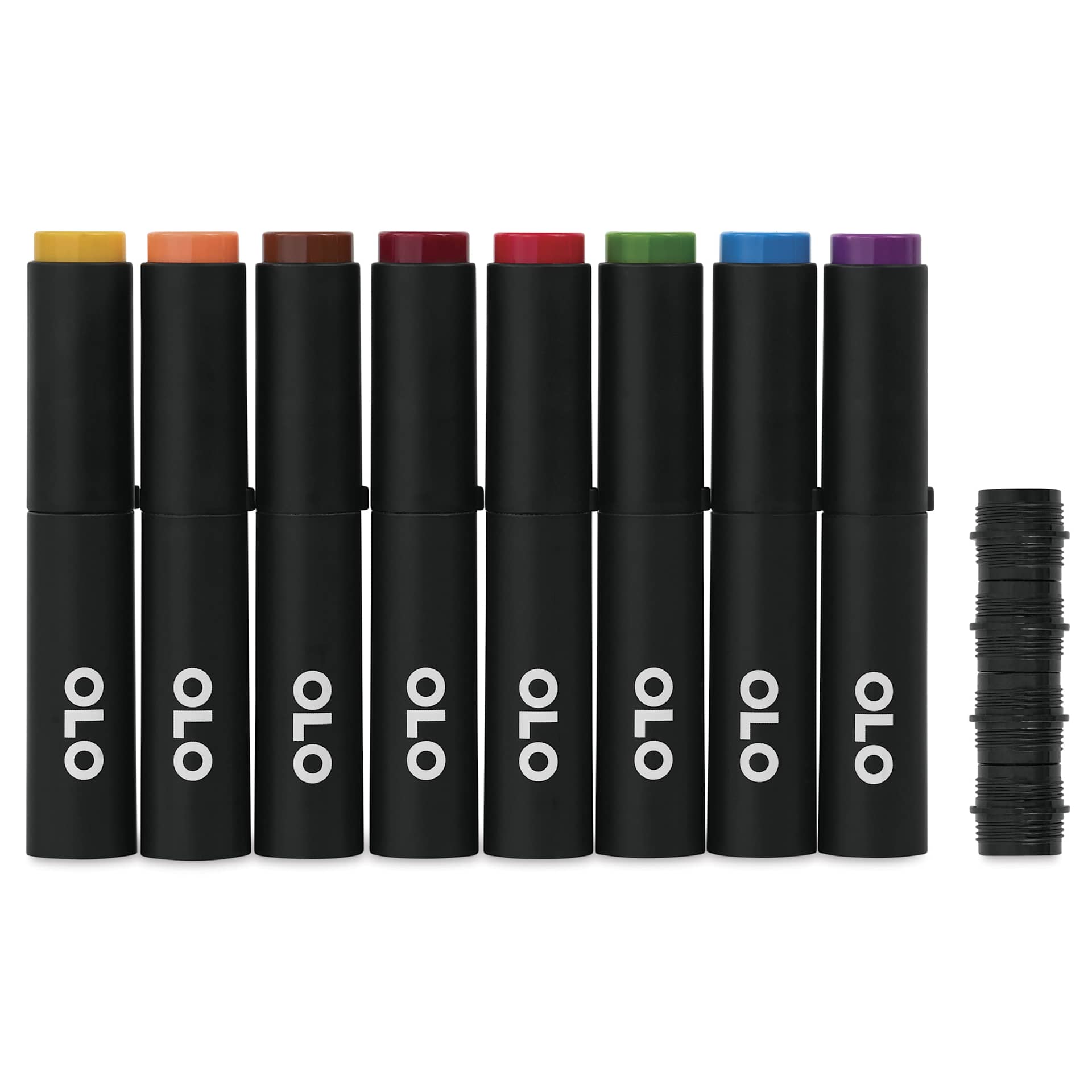 Olo Brush Dual-Tip Markers - Set of 8, Comic, caps on