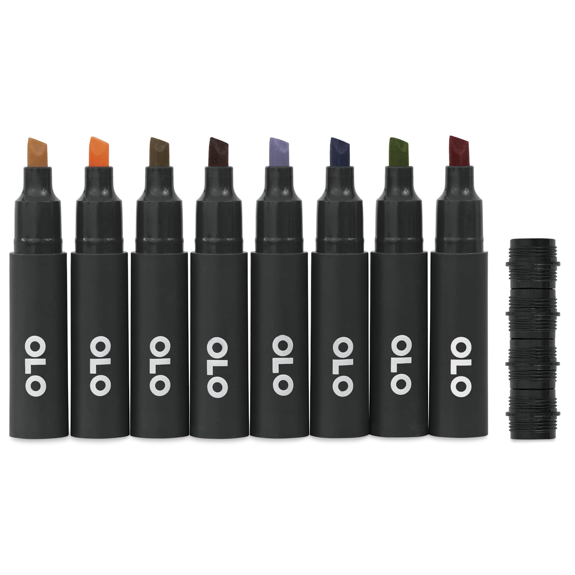 Olo Chisel Dual-Tip Markers - Set of 8, Architecture, caps off