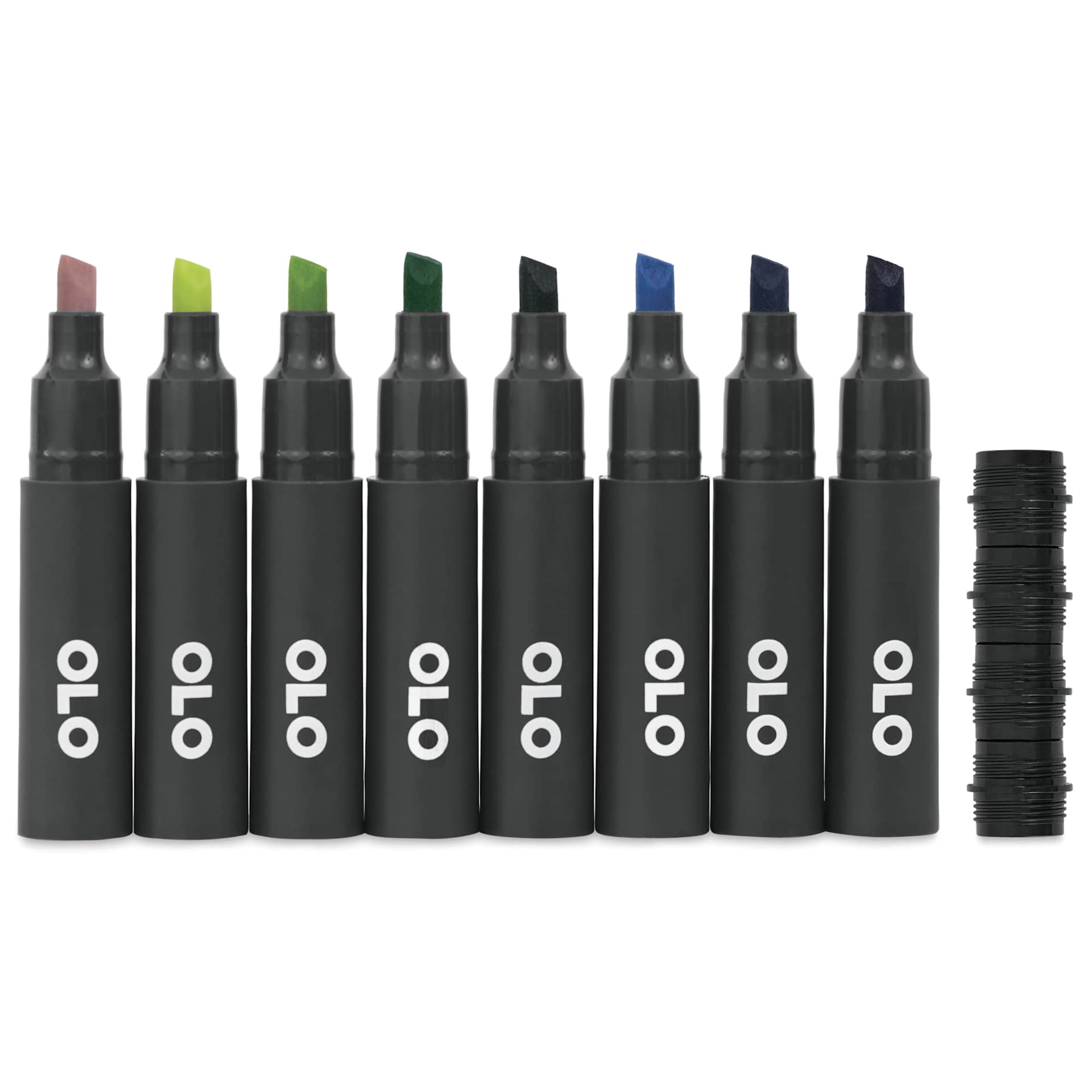 Olo Chisel Dual-Tip Markers - Set of 8, Landscape, caps off