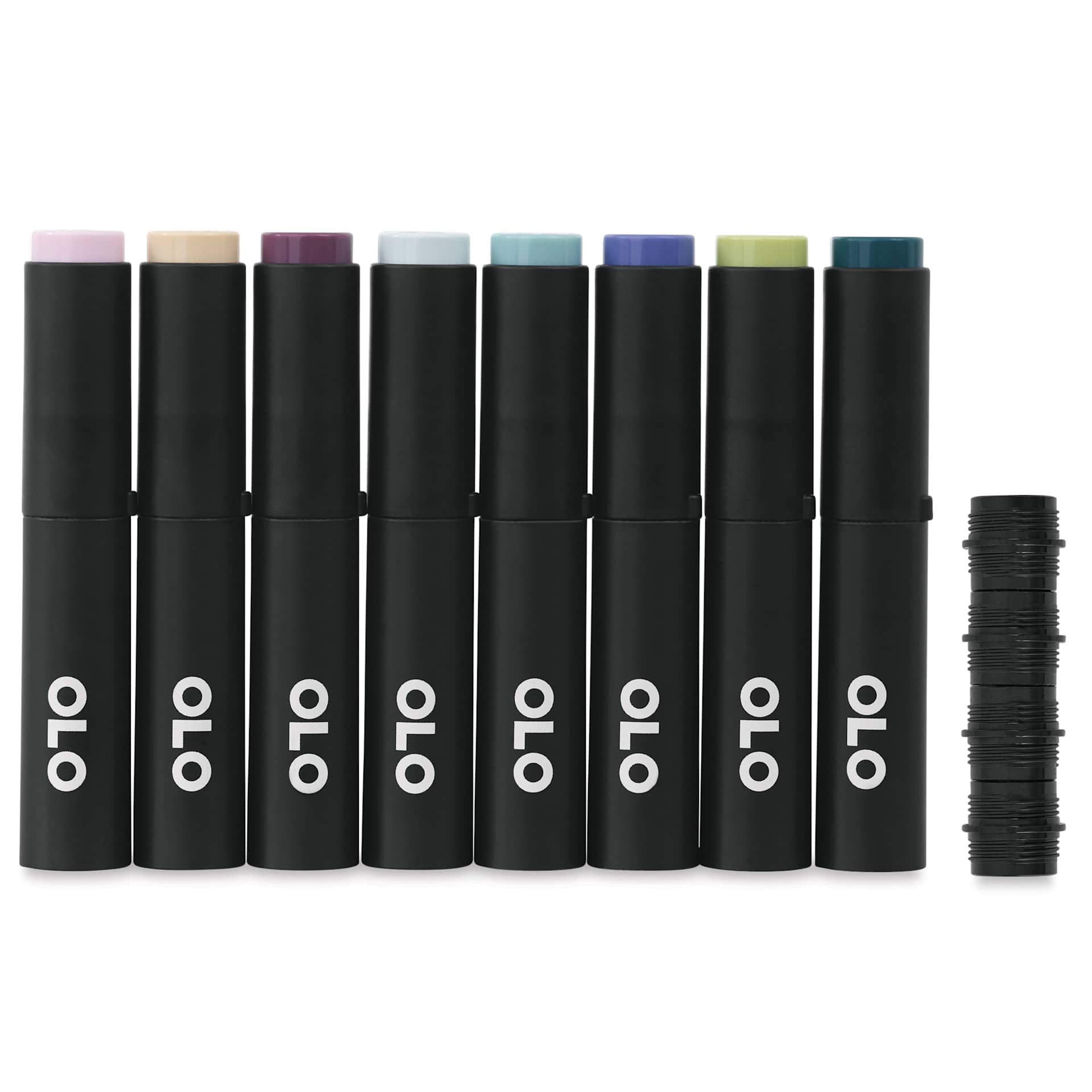 Olo Brush Dual-Tip Markers - Set of 8, Muted, caps on