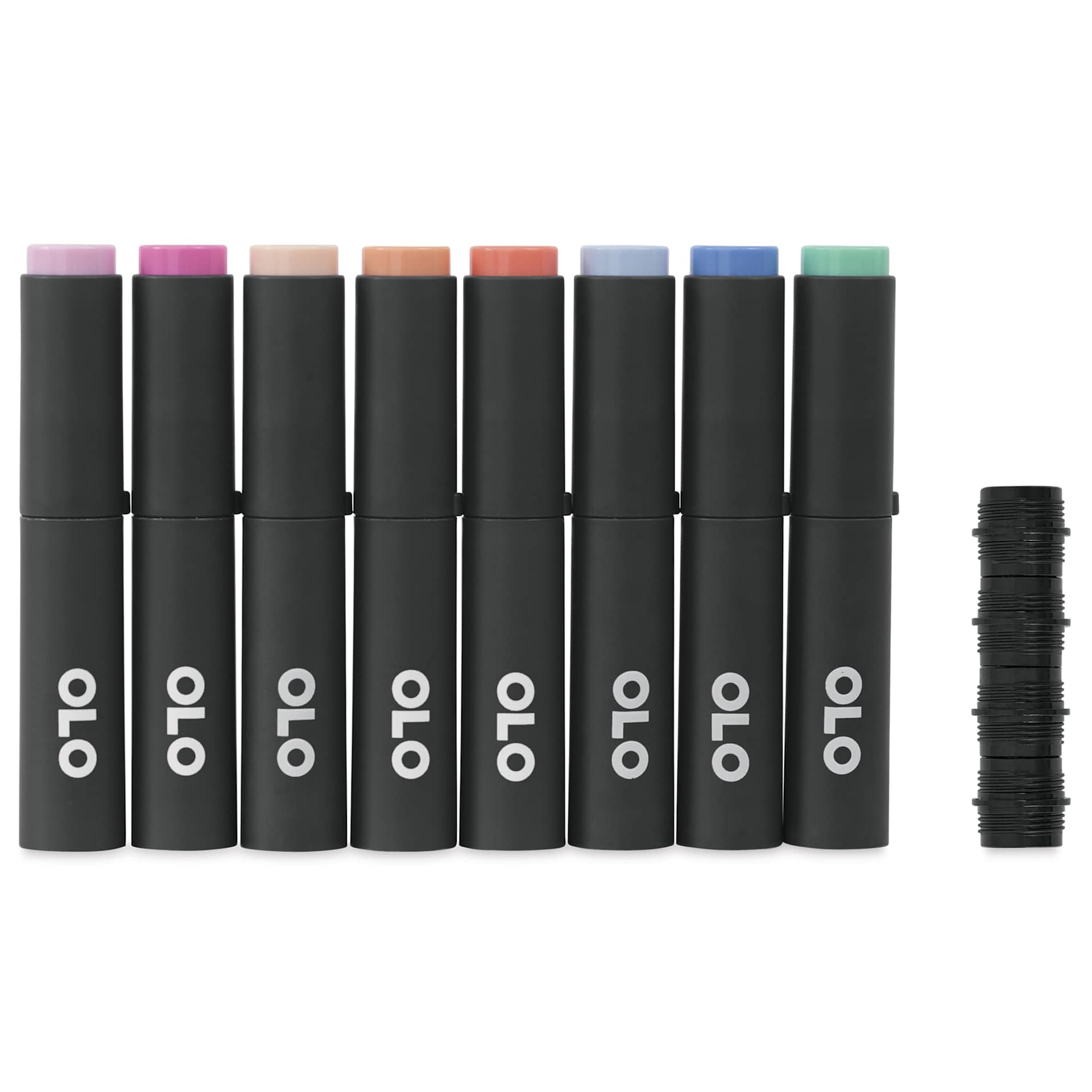 Olo Chisel Dual-Tip Markers - Set of 8, Manga 1, caps on