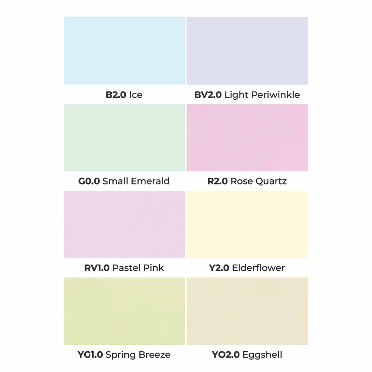Olo Chisel Dual-Tip Markers - Set of 8, Pastel, colors with codes