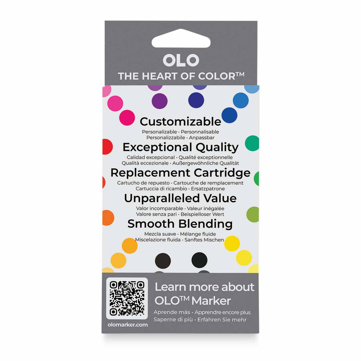 Olo Chisel Dual-Tip Markers - Set of 8, Red Gray, back of packaging