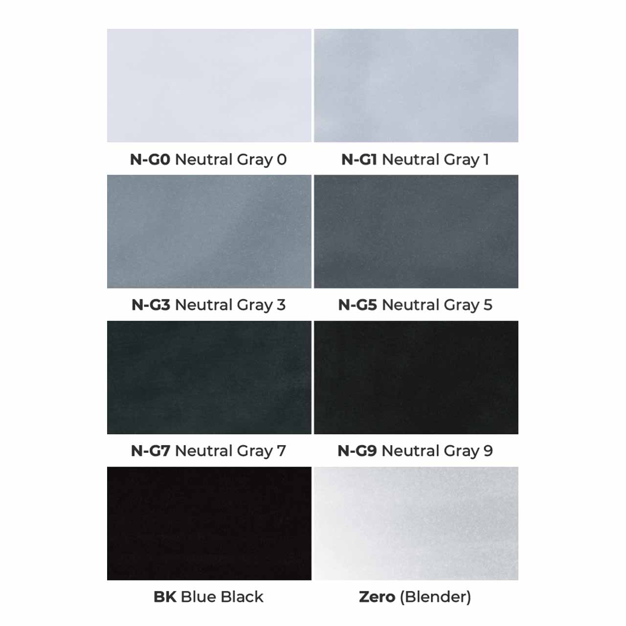Olo Brush Dual-Tip Markers - Set of 8, Neutral Gray, colors with codes