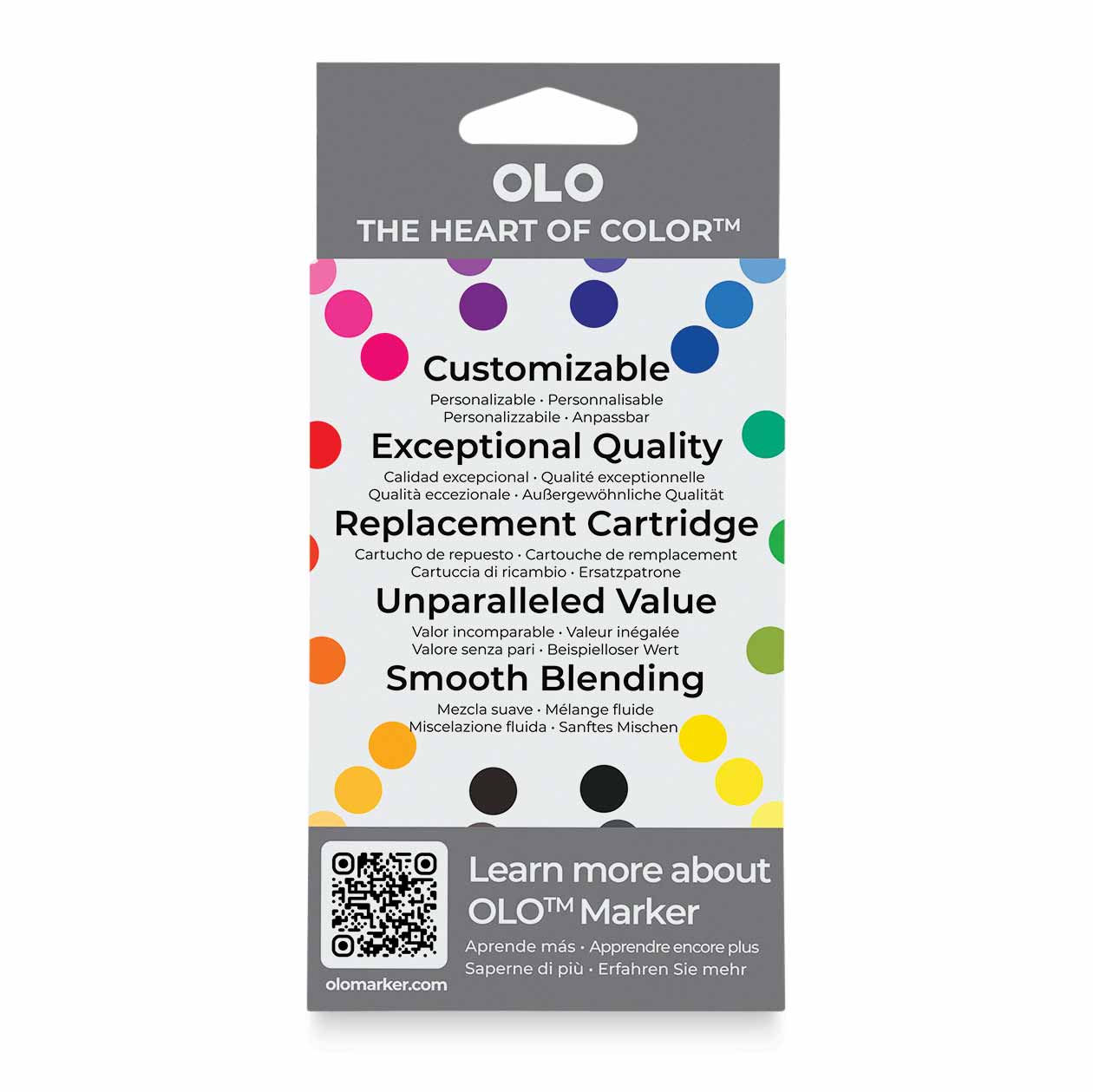 Olo Chisel Dual-Tip Markers - Set of 8, Neutral Gray, back of packaging