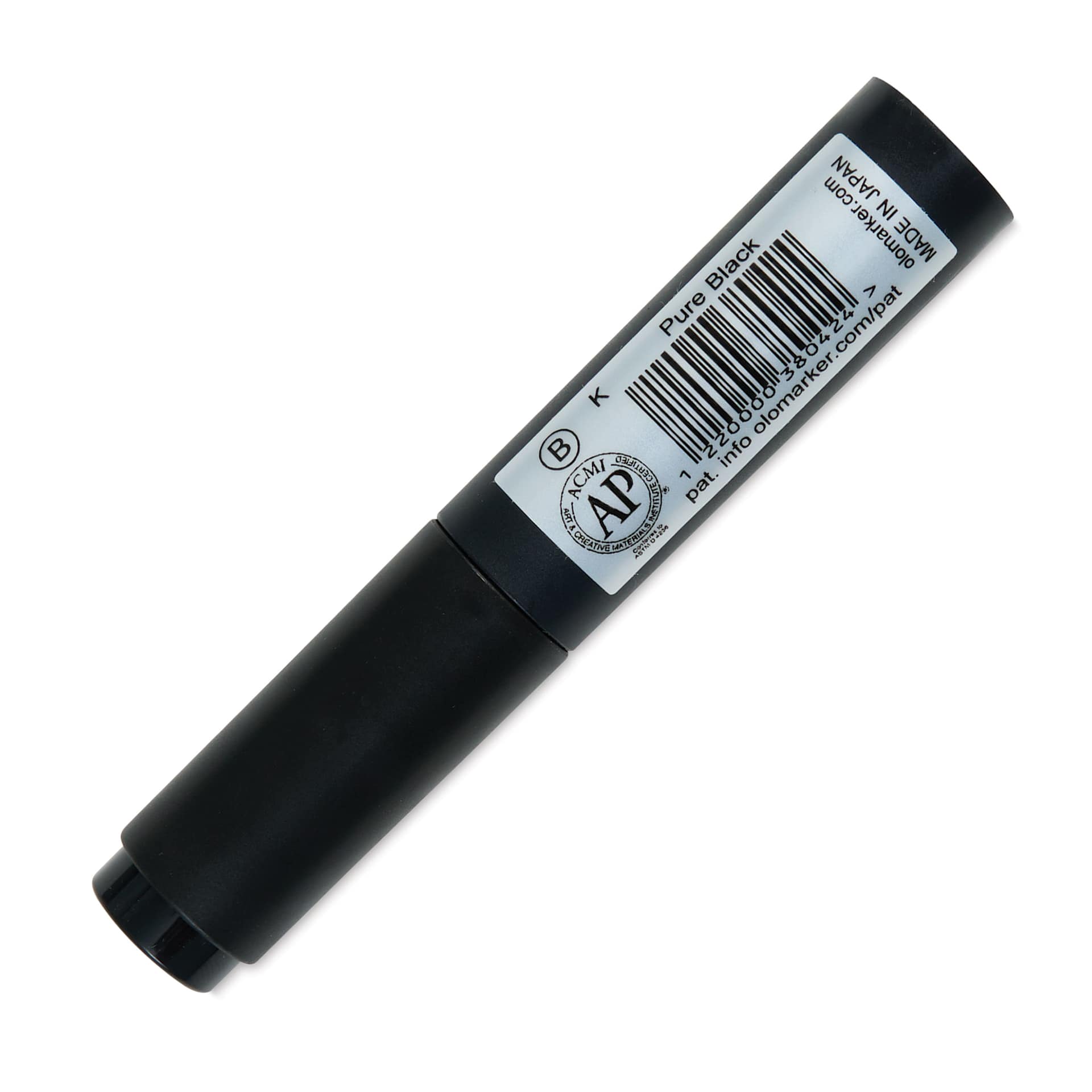 Olo Brush-Tip Half Marker - K Pure Black back with cap on