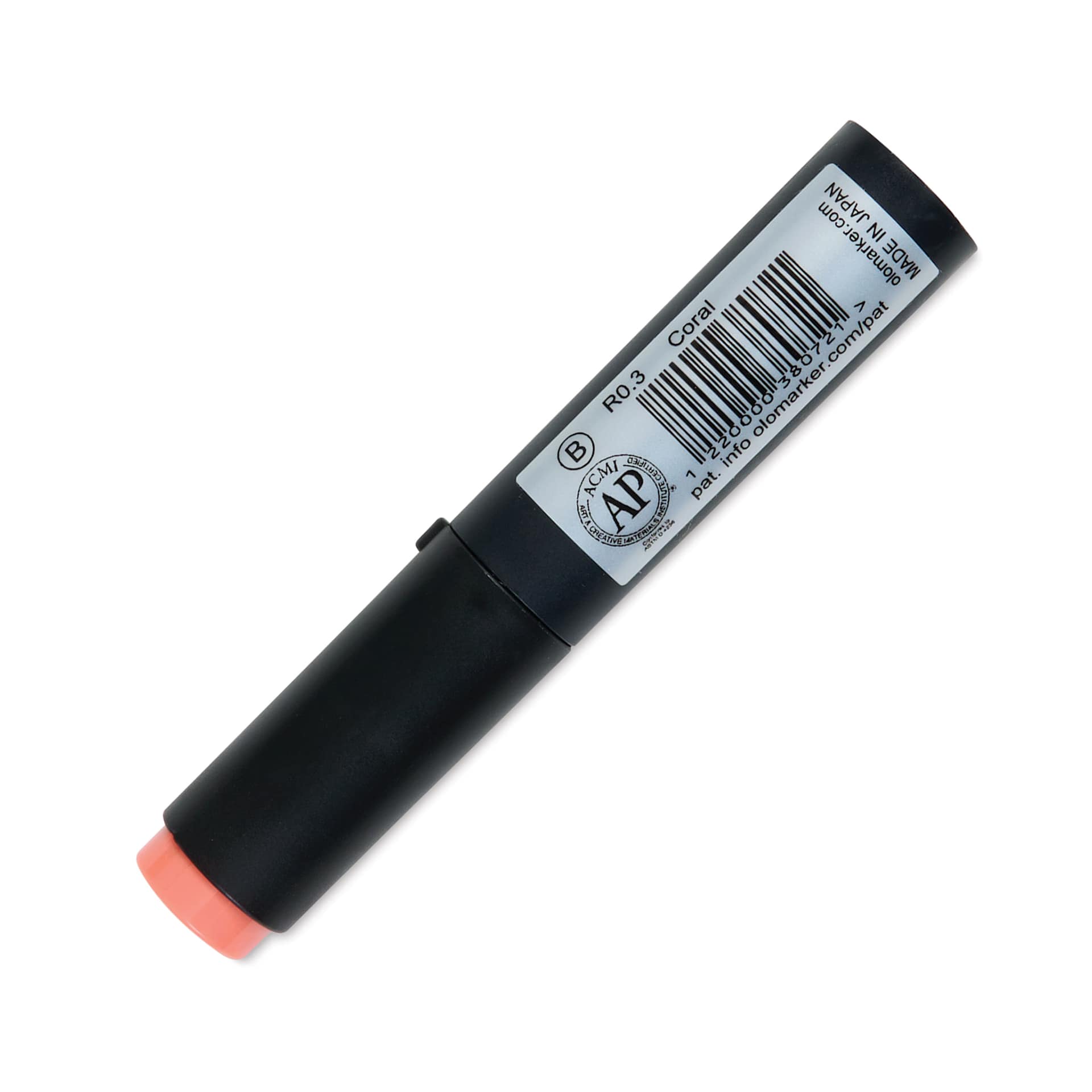 Olo Brush-Tip Half Marker - R0.3 Coral back with cap on
